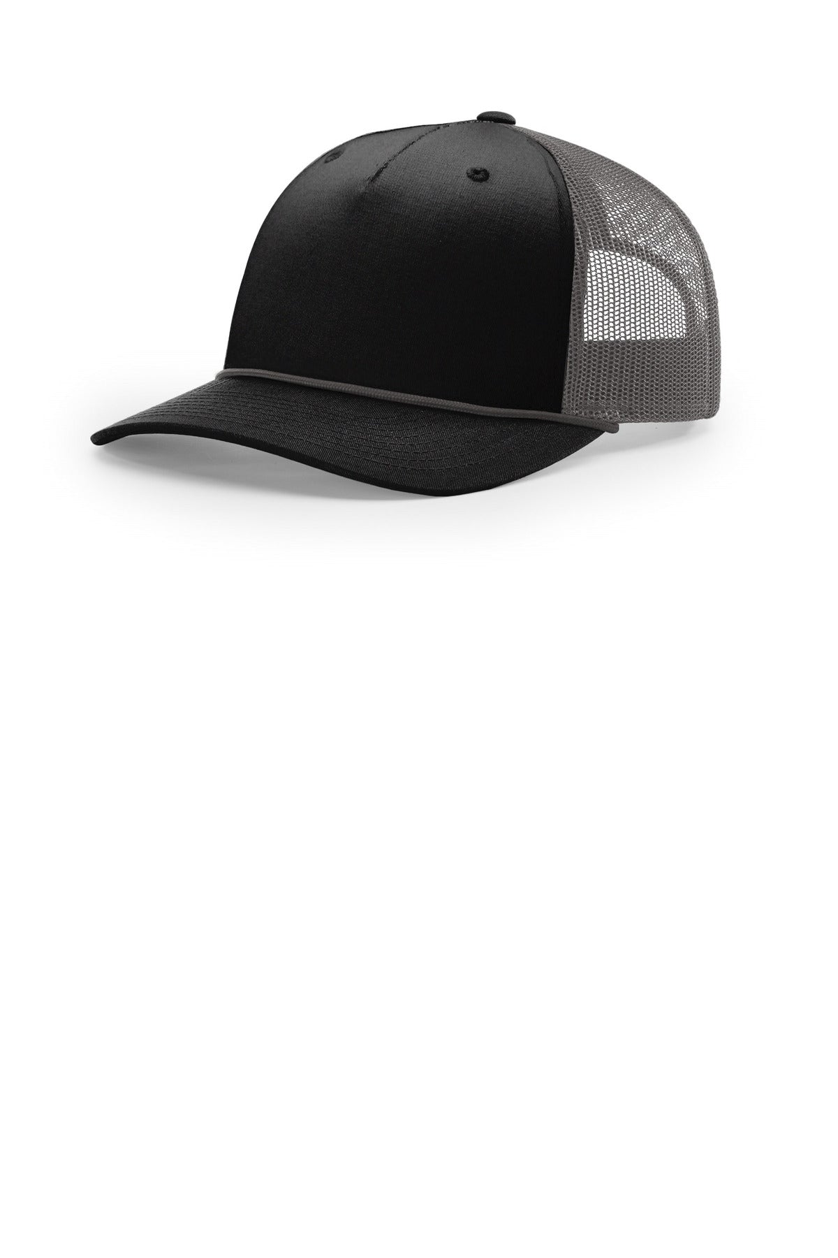 Richardson Five-Panel with Rope 112FPR - Black/ Charcoal/ Charcoal - front