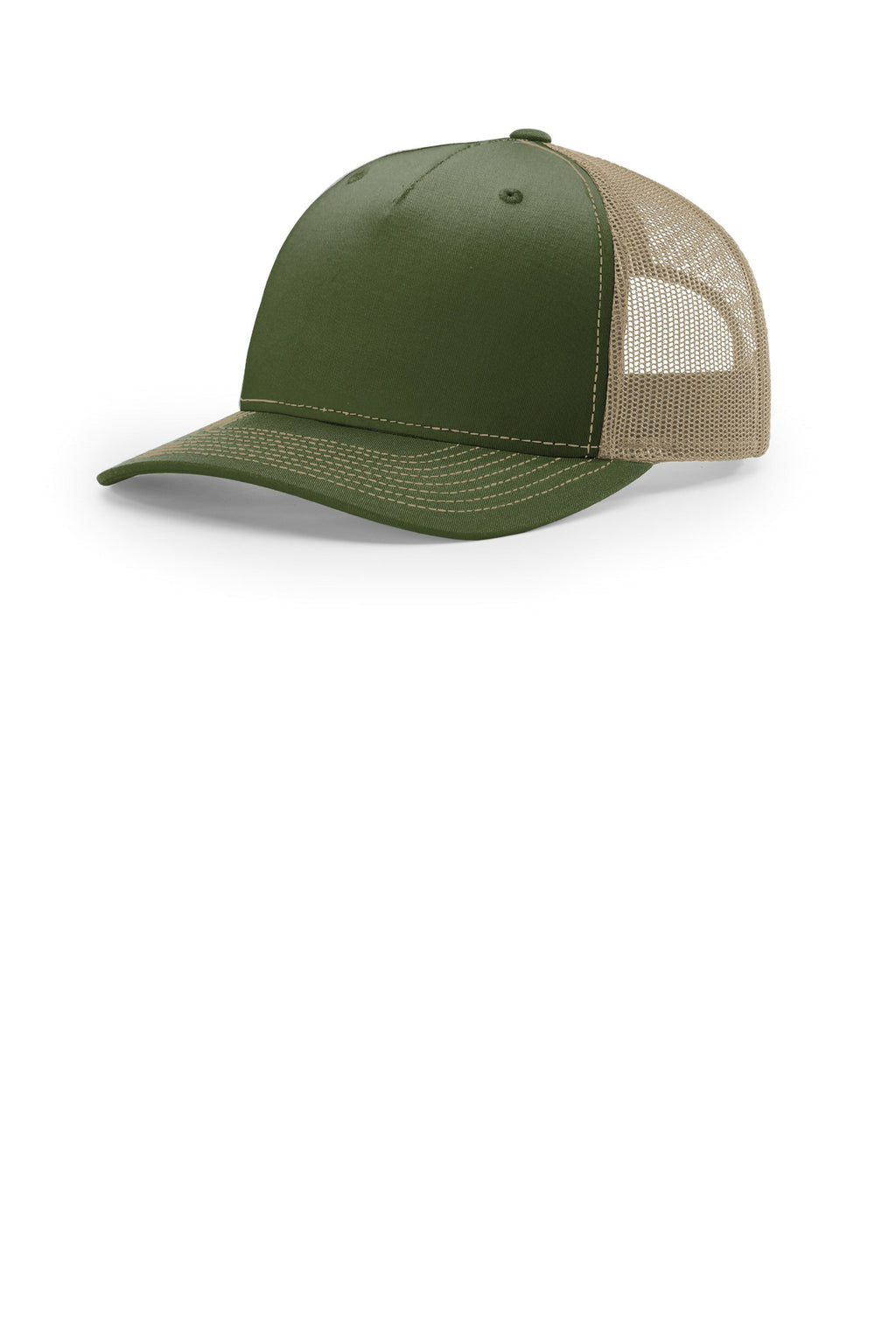 Richardson Five-Panel Trucker 112FP - Army Olive/ Tan - front
