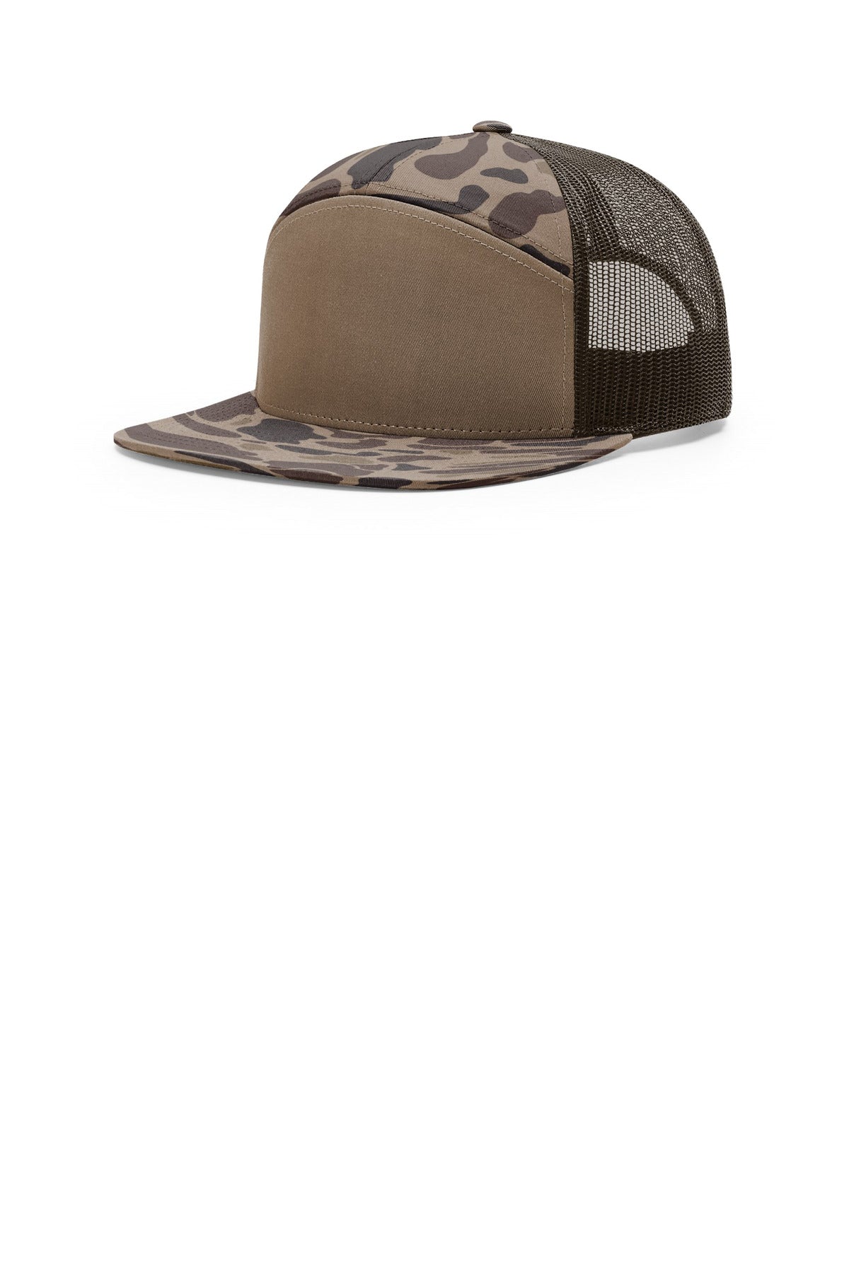 Richardson Printed 7-Panel Trucker 168P - Bark Duck Camo/ Brown - front