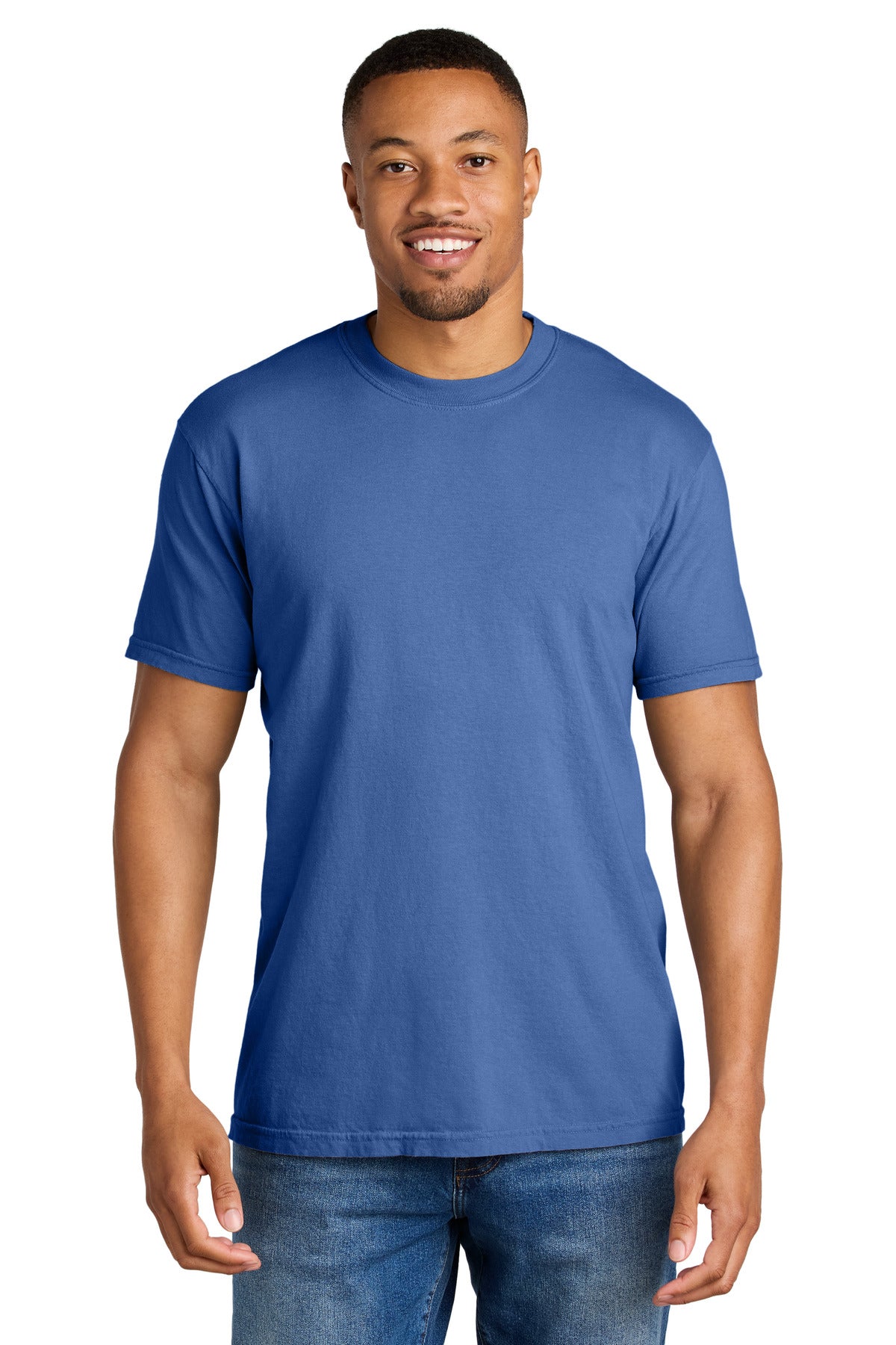 COMFORT COLORS Heavyweight Ring Spun Tee. 1717 - Flo Blue - front