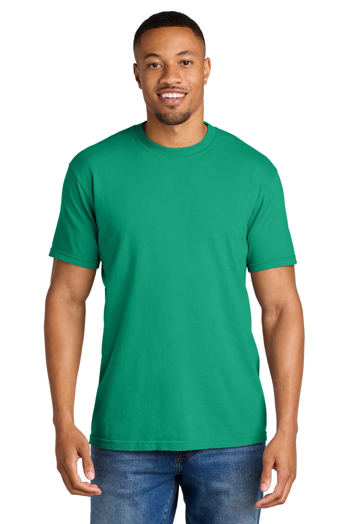 COMFORT COLORS Heavyweight Ring Spun Tee. 1717 - Island Green - front