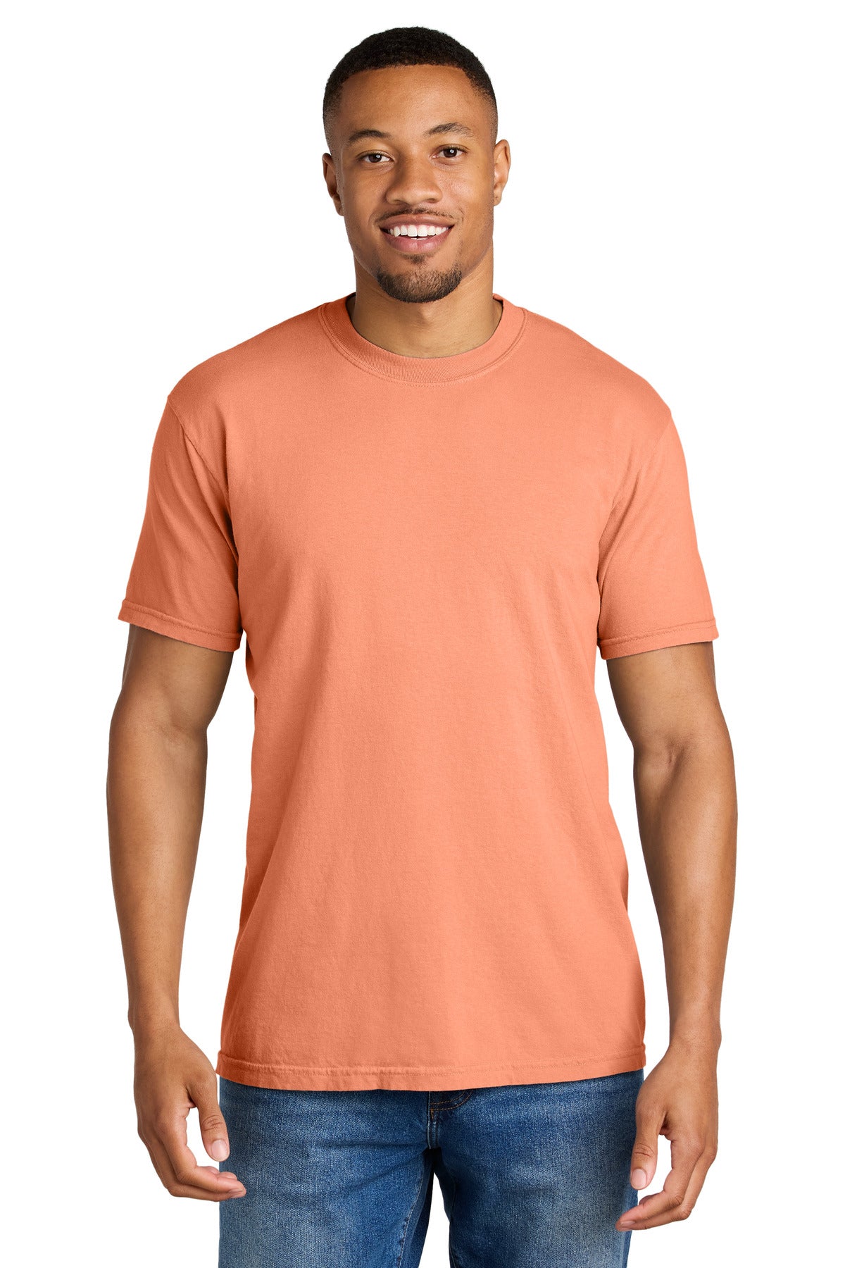 COMFORT COLORS Heavyweight Ring Spun Tee. 1717 - Neon Cantaloupe - front