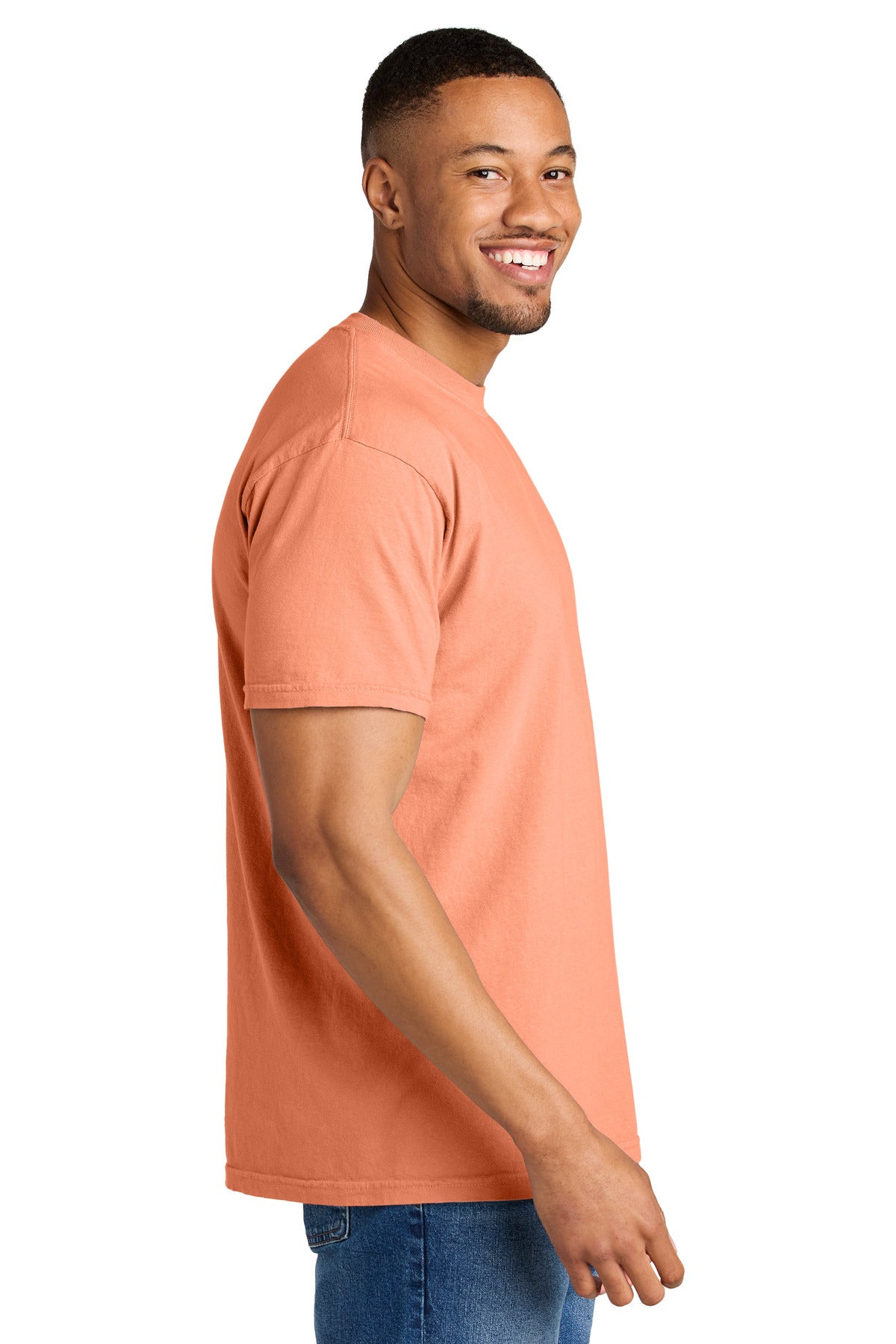 COMFORT COLORS Heavyweight Ring Spun Tee. 1717 - Neon Cantaloupe - side