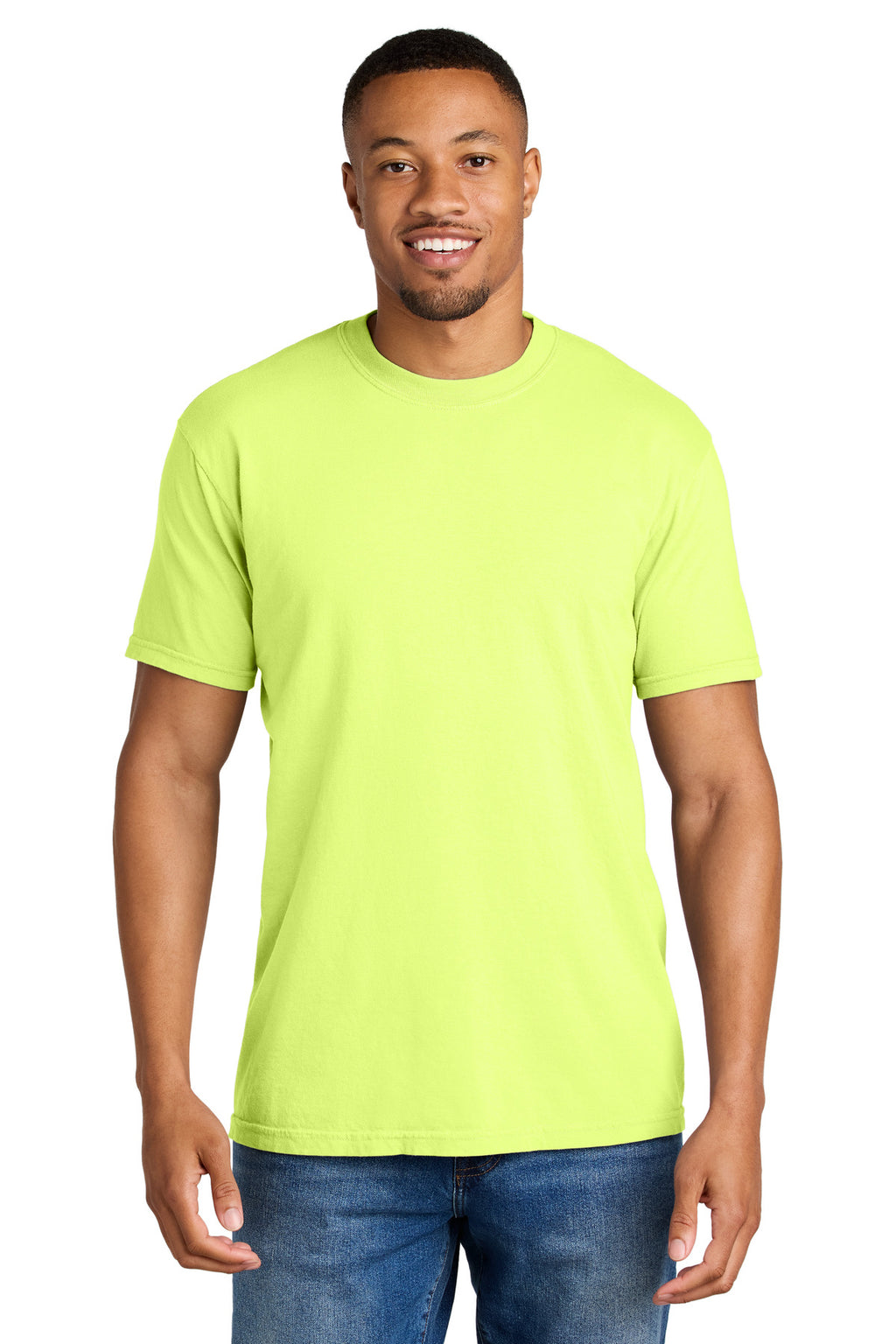 COMFORT COLORS Heavyweight Ring Spun Tee. 1717 - Neon Lemon - front