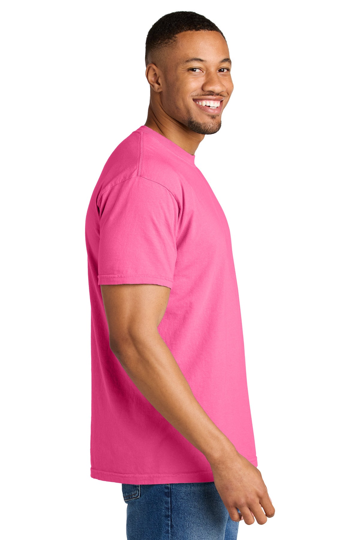 COMFORT COLORS Heavyweight Ring Spun Tee. 1717 - Neon Pink - side