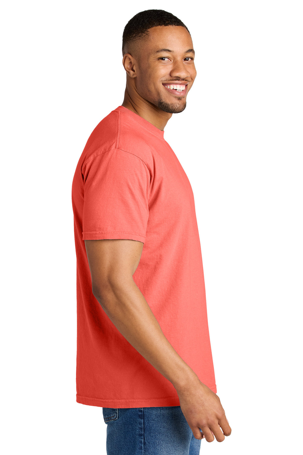COMFORT COLORS Heavyweight Ring Spun Tee. 1717 - Neon Red Orange - side