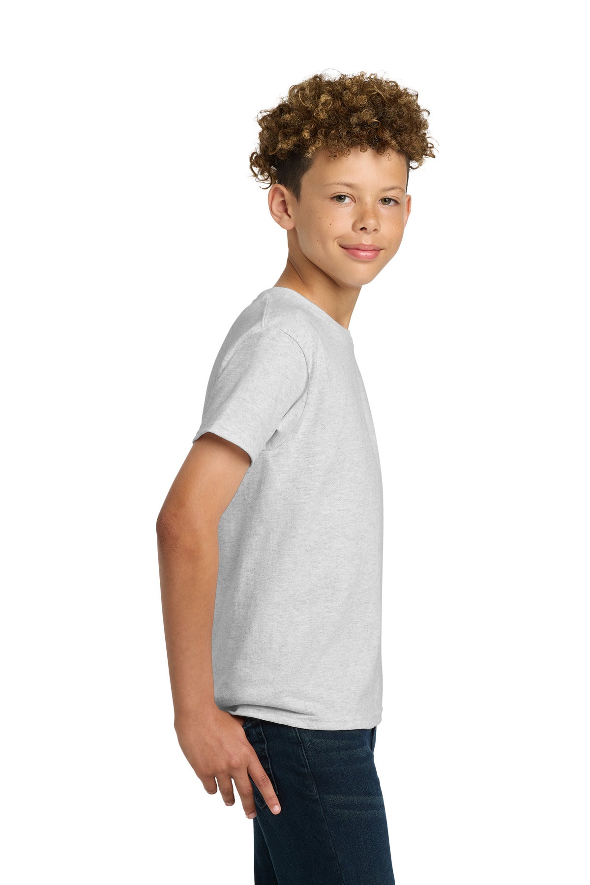 Gildan - Youth Ultra Cotton 100% US Cotton T-Shirt. 2000B - Ash - side