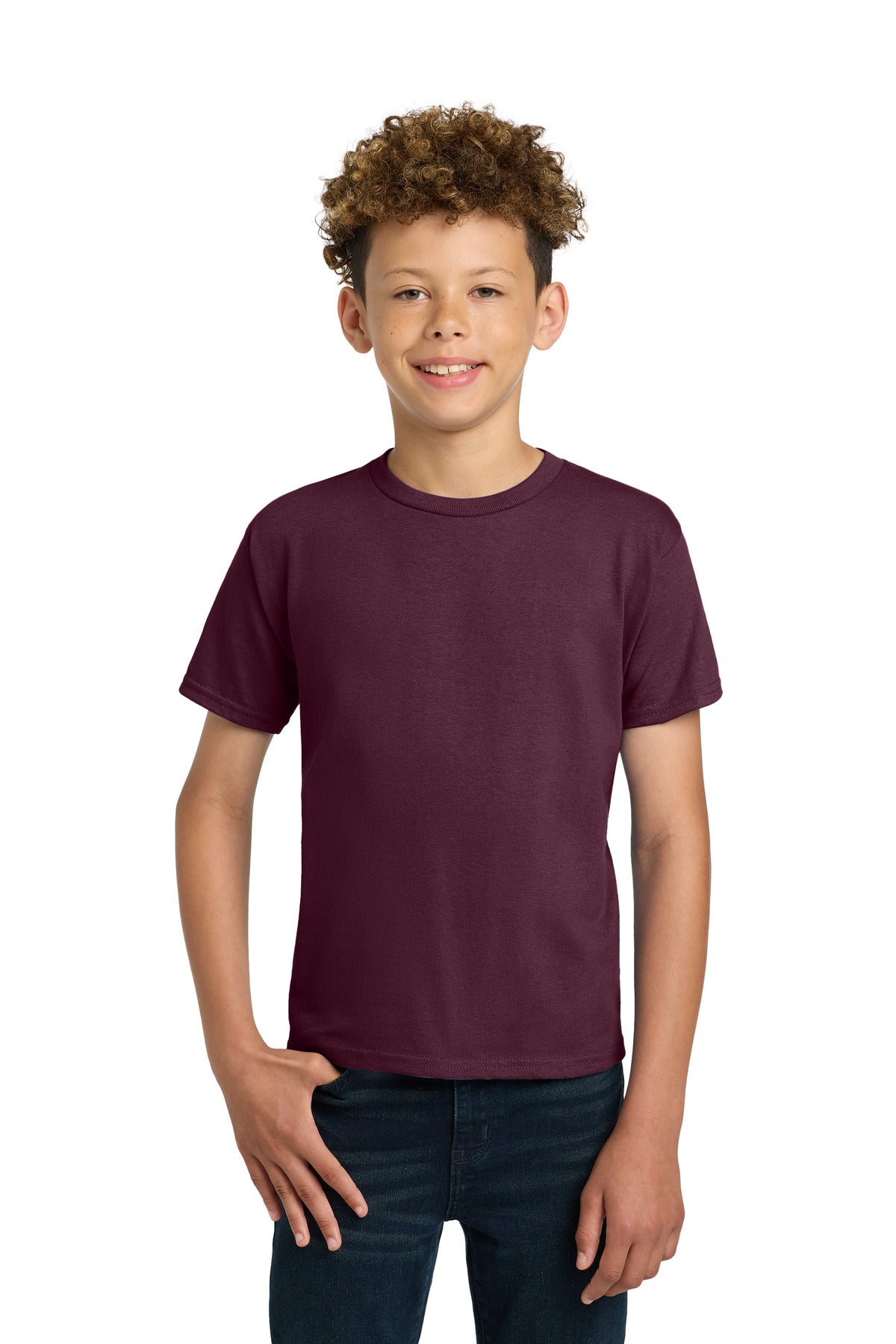 Gildan - Youth Ultra Cotton 100% US Cotton T-Shirt. 2000B - Maroon - front