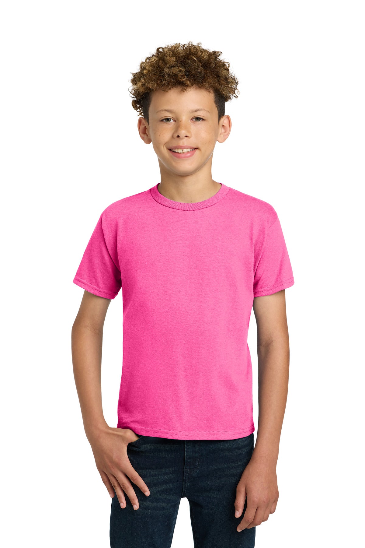 Gildan - Youth Ultra Cotton 100% US Cotton T-Shirt. 2000B - Safety Pink - front