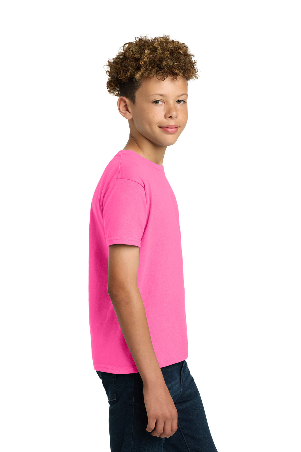 Gildan - Youth Ultra Cotton 100% US Cotton T-Shirt. 2000B - Safety Pink - side