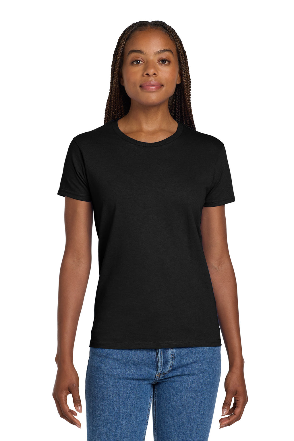 Gildan Women's Ultra Cotton 100% US Cotton T-Shirt. 2000L - Black - front