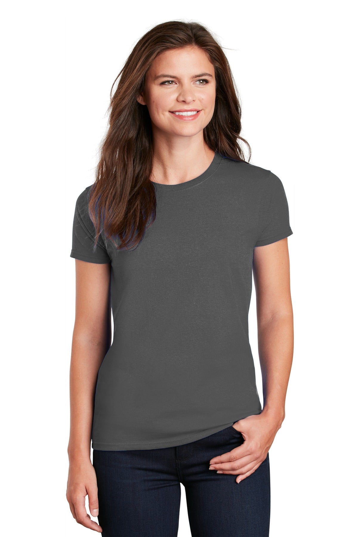 Gildan Women's Ultra Cotton 100% US Cotton T-Shirt. 2000L - Charcoal - front