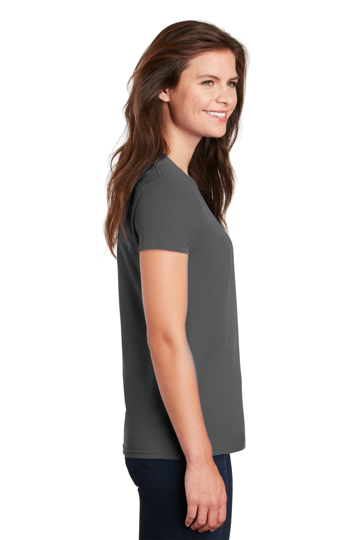Gildan Women's Ultra Cotton 100% US Cotton T-Shirt. 2000L - Charcoal - side