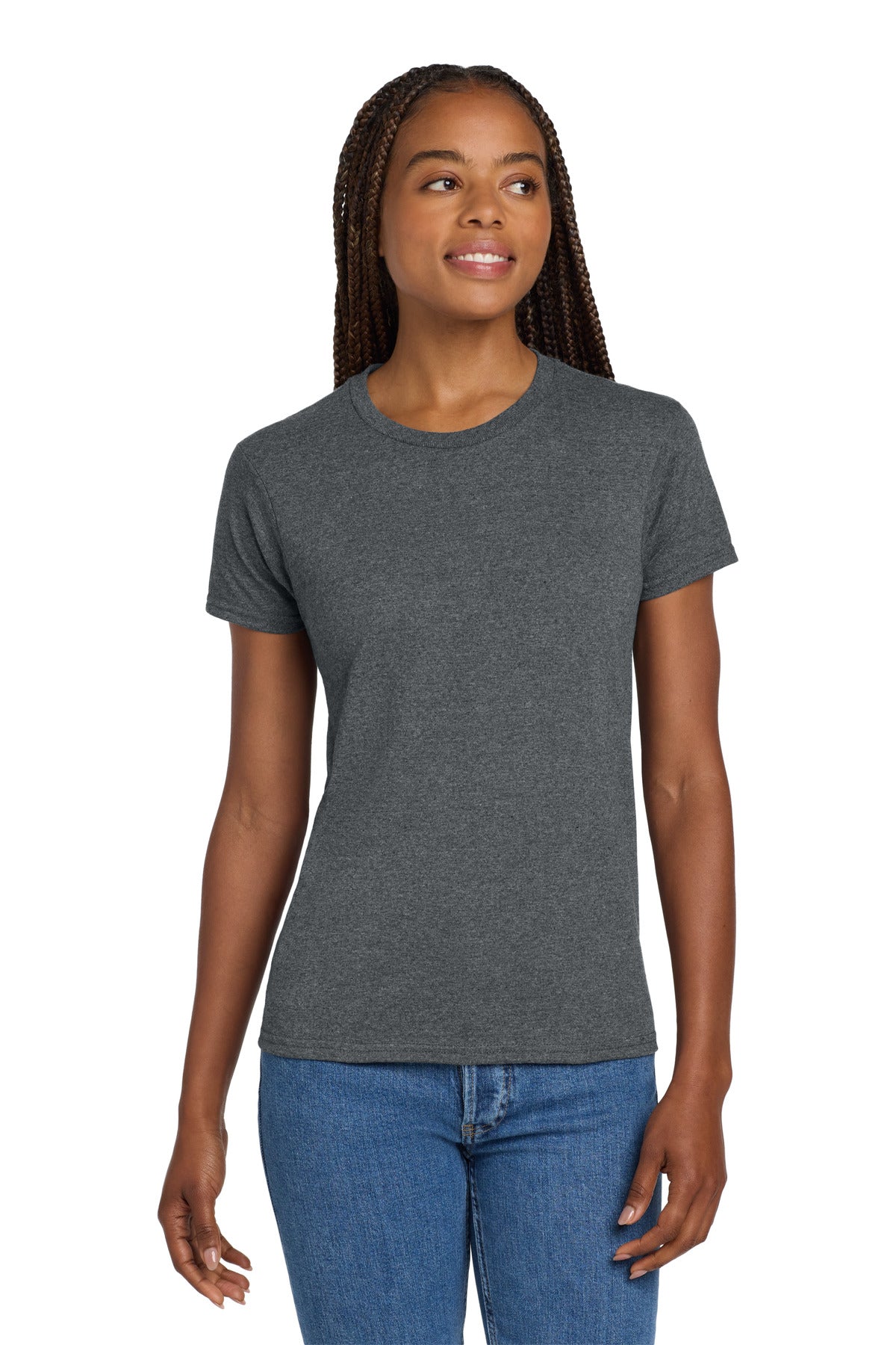 Gildan Women's Ultra Cotton 100% US Cotton T-Shirt. 2000L - Dark Heather - front