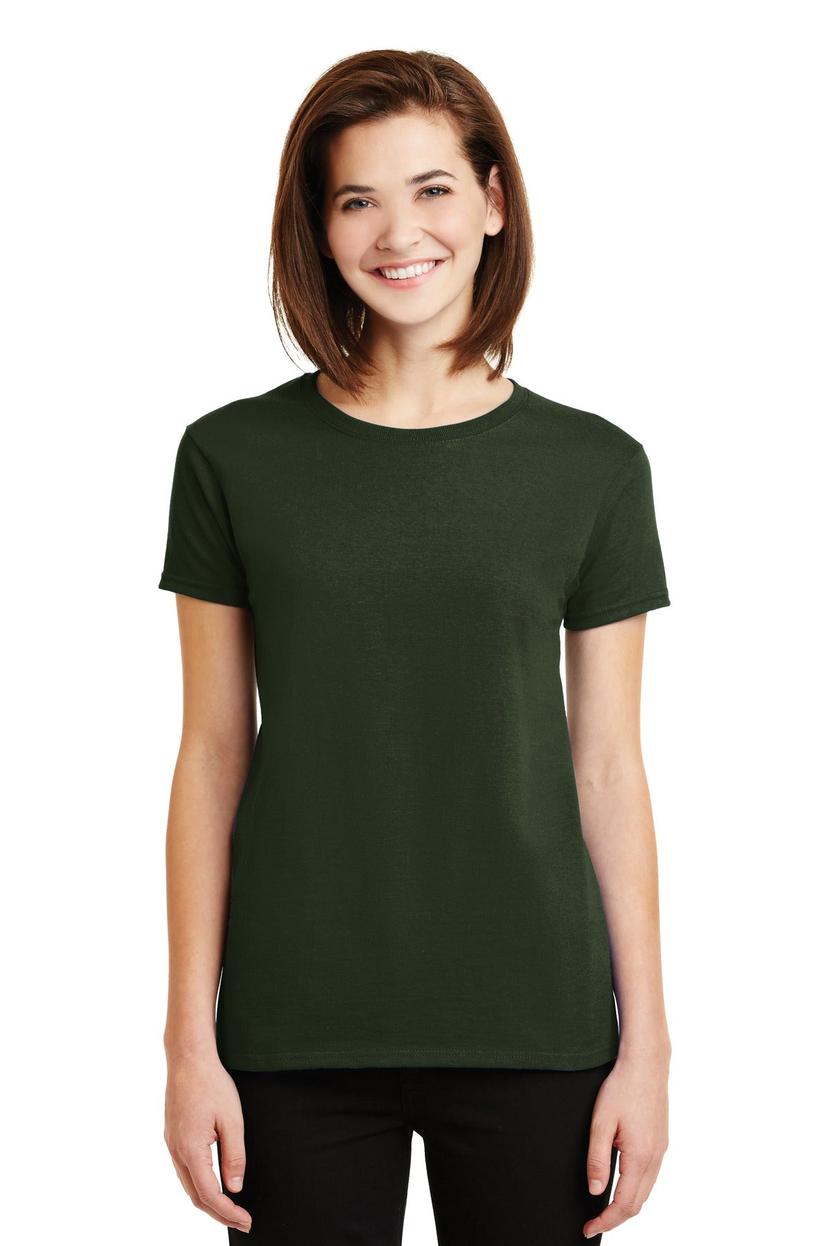 Gildan Women's Ultra Cotton 100% US Cotton T-Shirt. 2000L - Forest Green - front