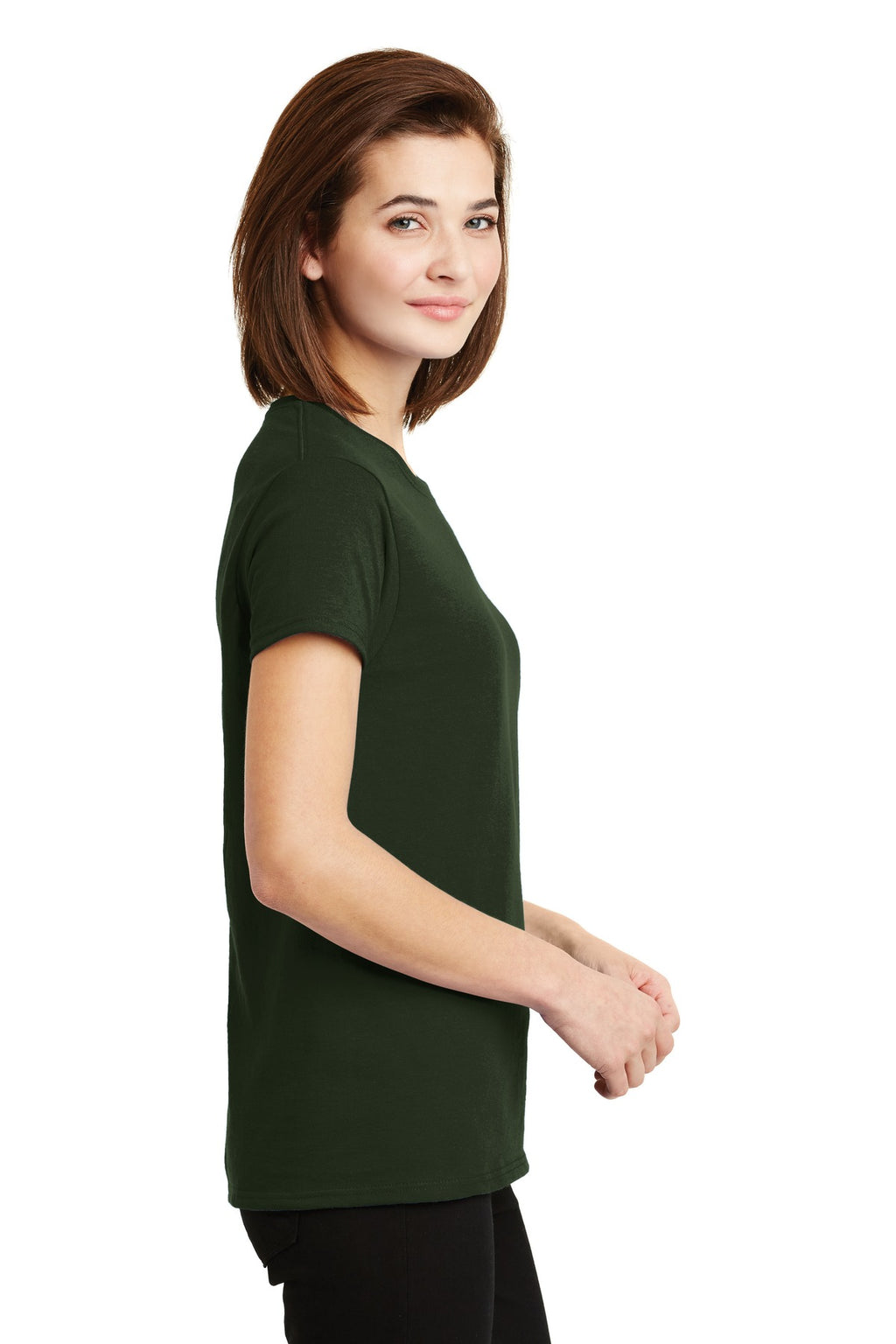 Gildan Women's Ultra Cotton 100% US Cotton T-Shirt. 2000L - Forest Green - side