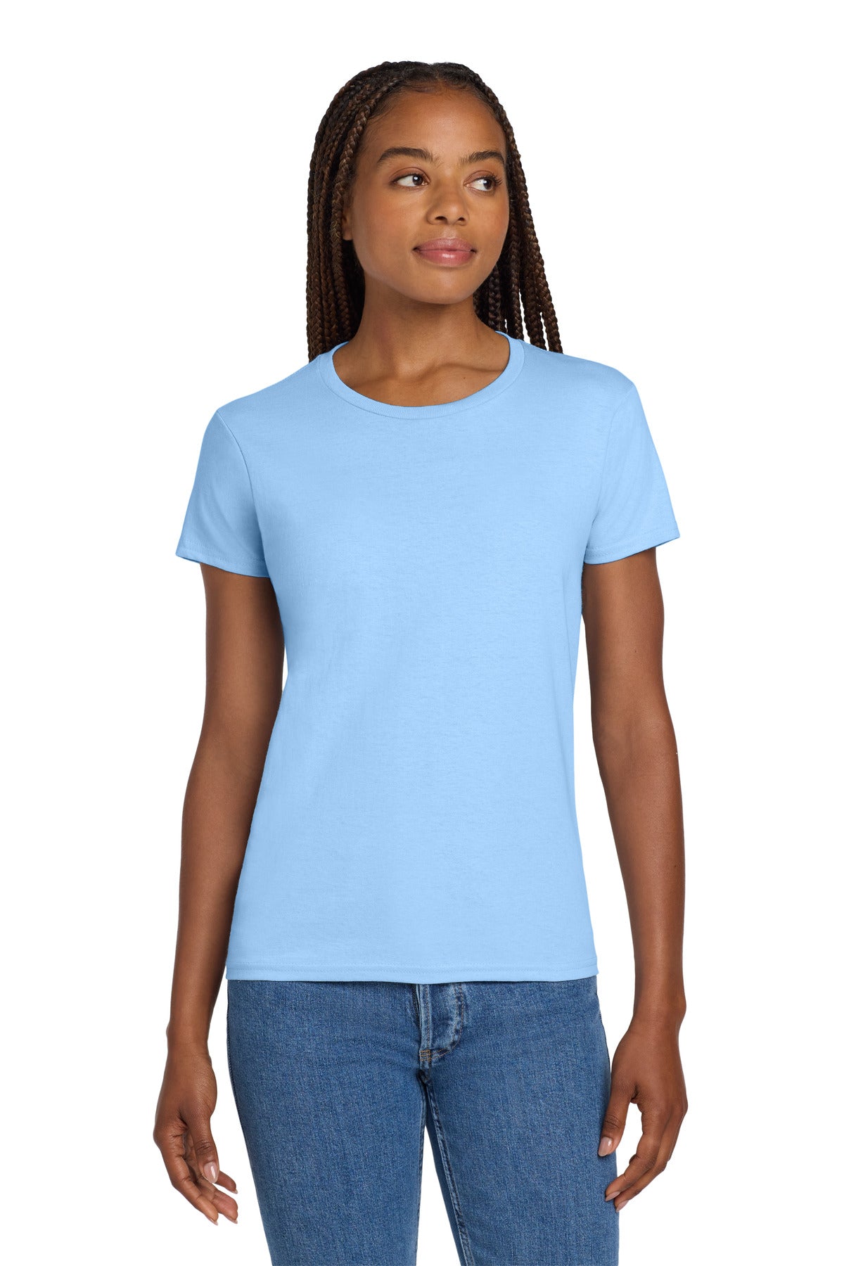 Gildan Women's Ultra Cotton 100% US Cotton T-Shirt. 2000L - Light Blue - front