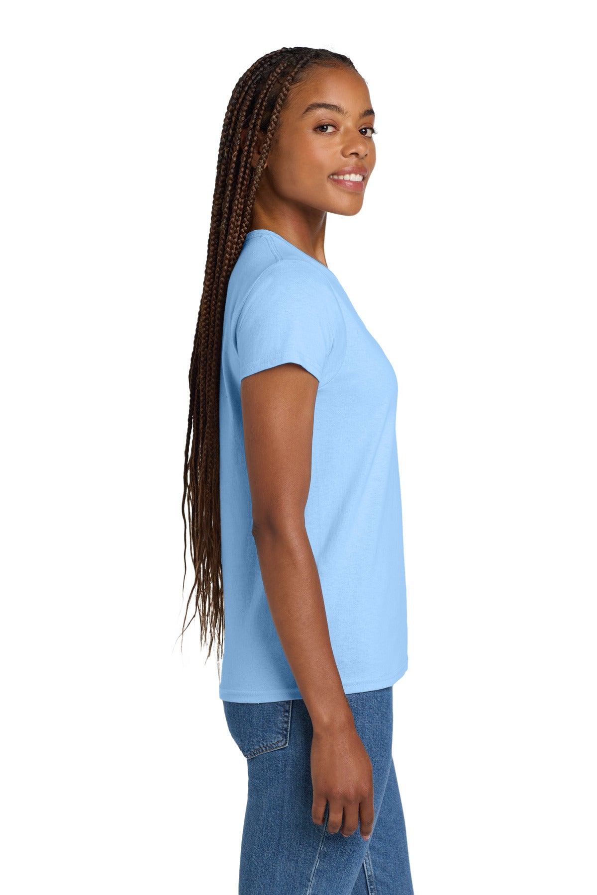 Gildan Women's Ultra Cotton 100% US Cotton T-Shirt. 2000L - Light Blue - side
