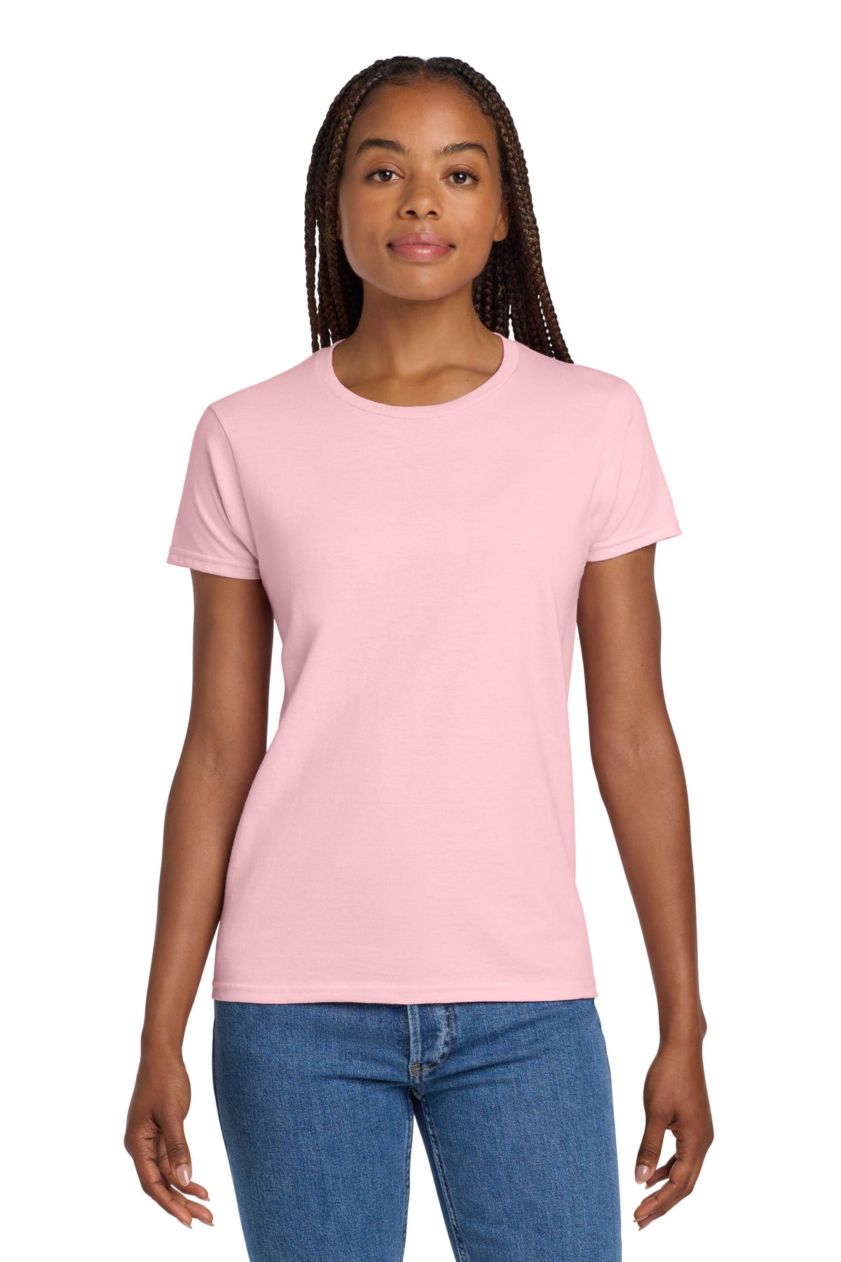 Gildan Women's Ultra Cotton 100% US Cotton T-Shirt. 2000L - Light Pink - front