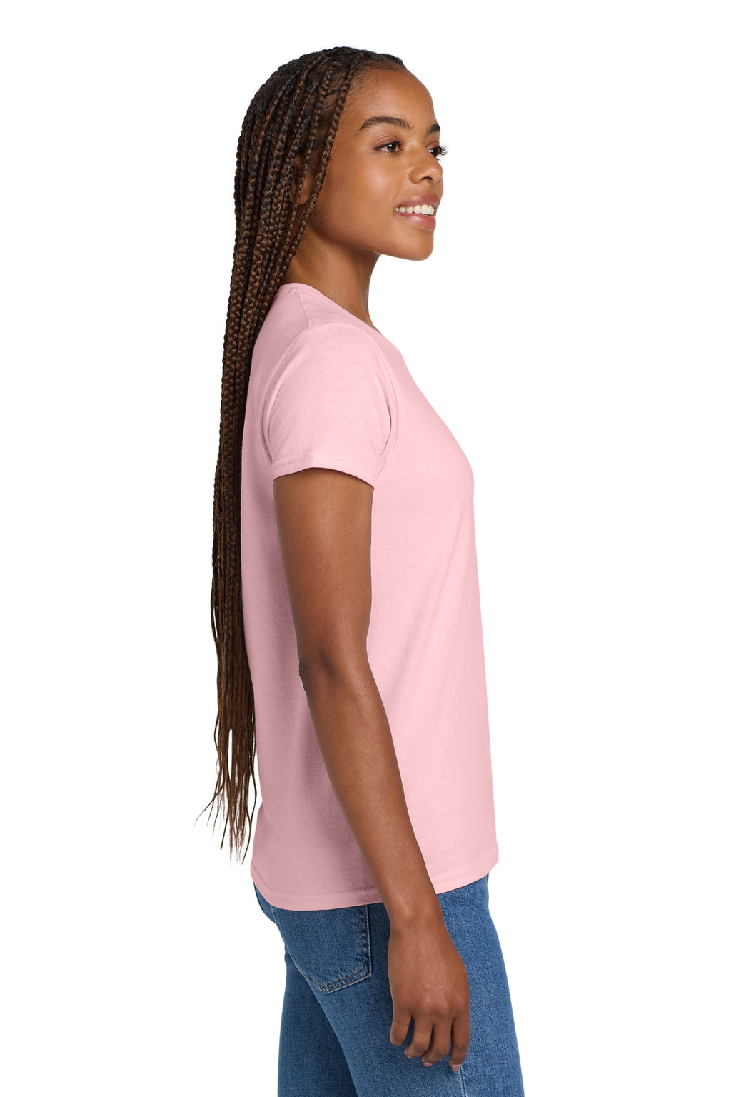 Gildan Women's Ultra Cotton 100% US Cotton T-Shirt. 2000L - Light Pink - side