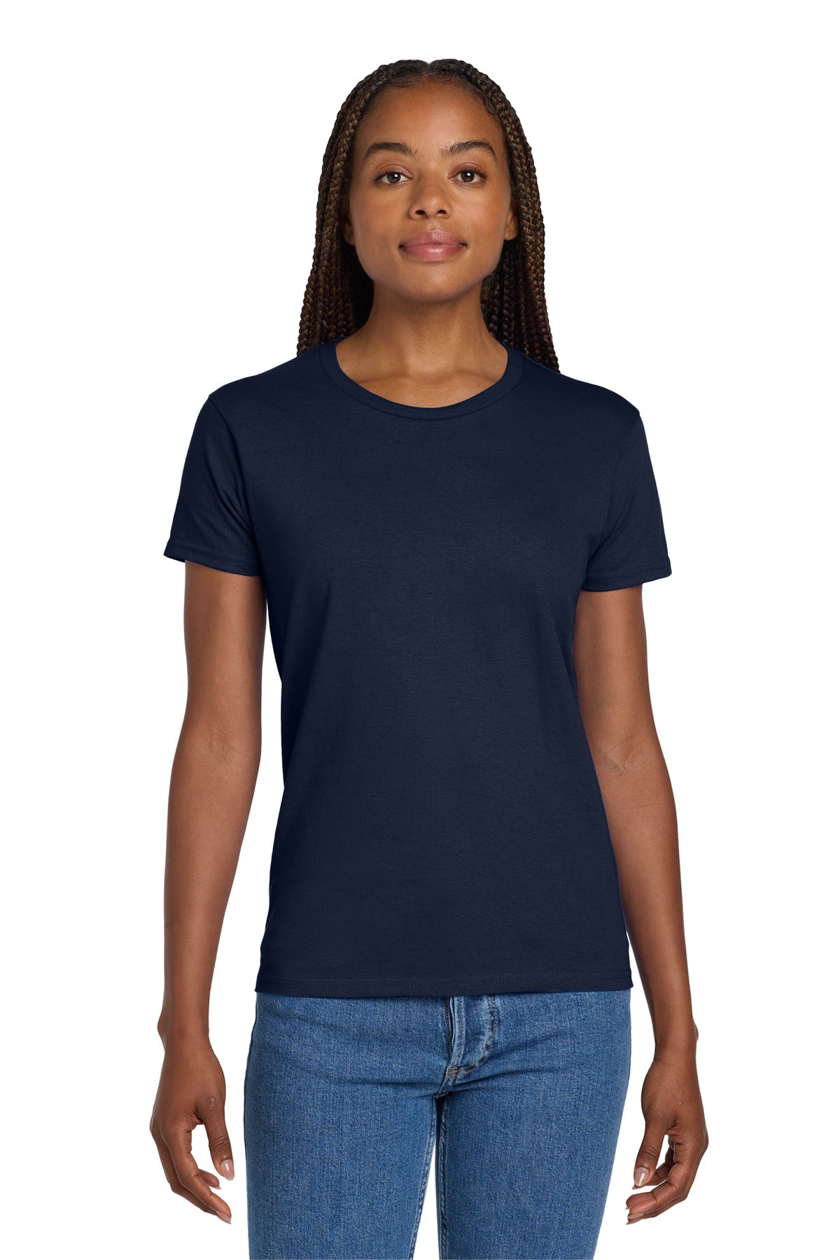 Gildan Women's Ultra Cotton 100% US Cotton T-Shirt. 2000L - Navy - front