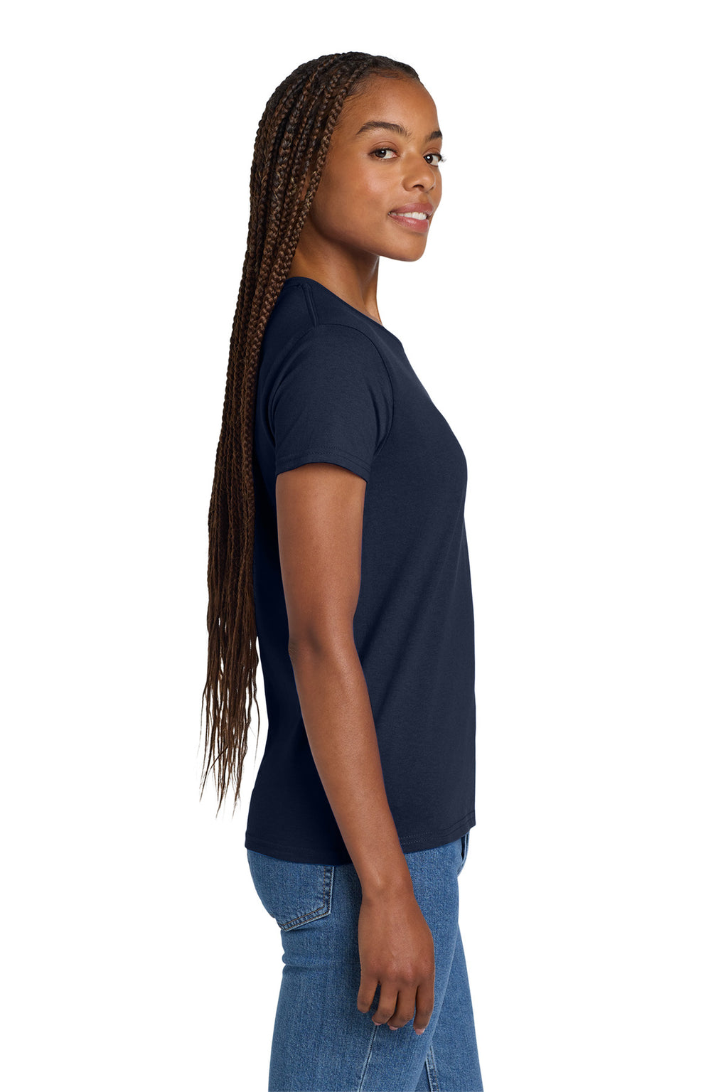 Gildan Women's Ultra Cotton 100% US Cotton T-Shirt. 2000L - Navy - side