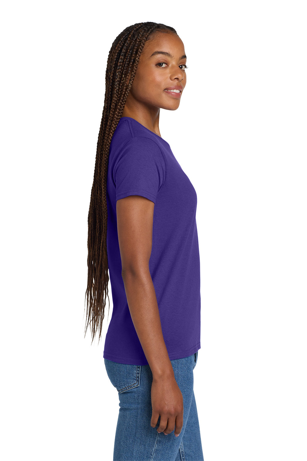 Gildan Women's Ultra Cotton 100% US Cotton T-Shirt. 2000L - Purple - side