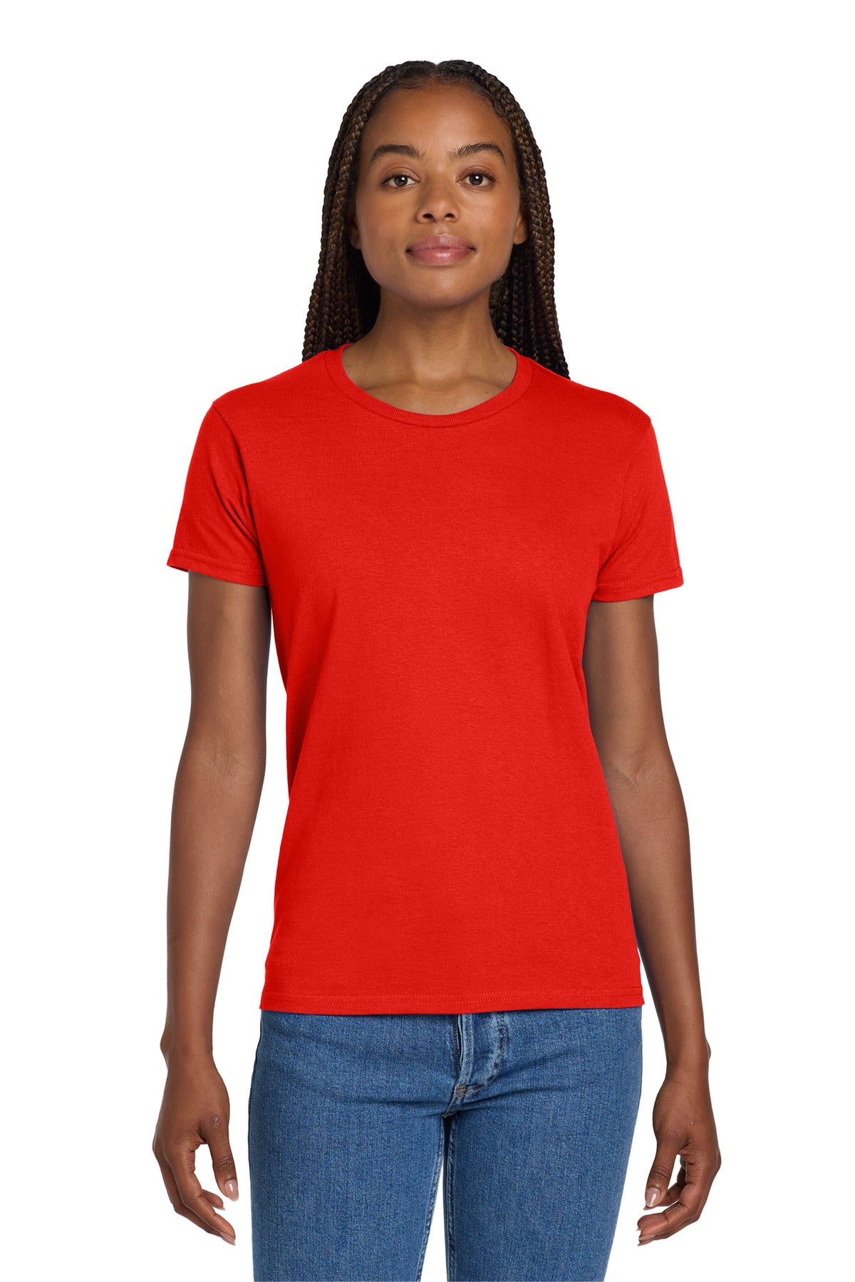 Gildan Women's Ultra Cotton 100% US Cotton T-Shirt. 2000L - Red - front