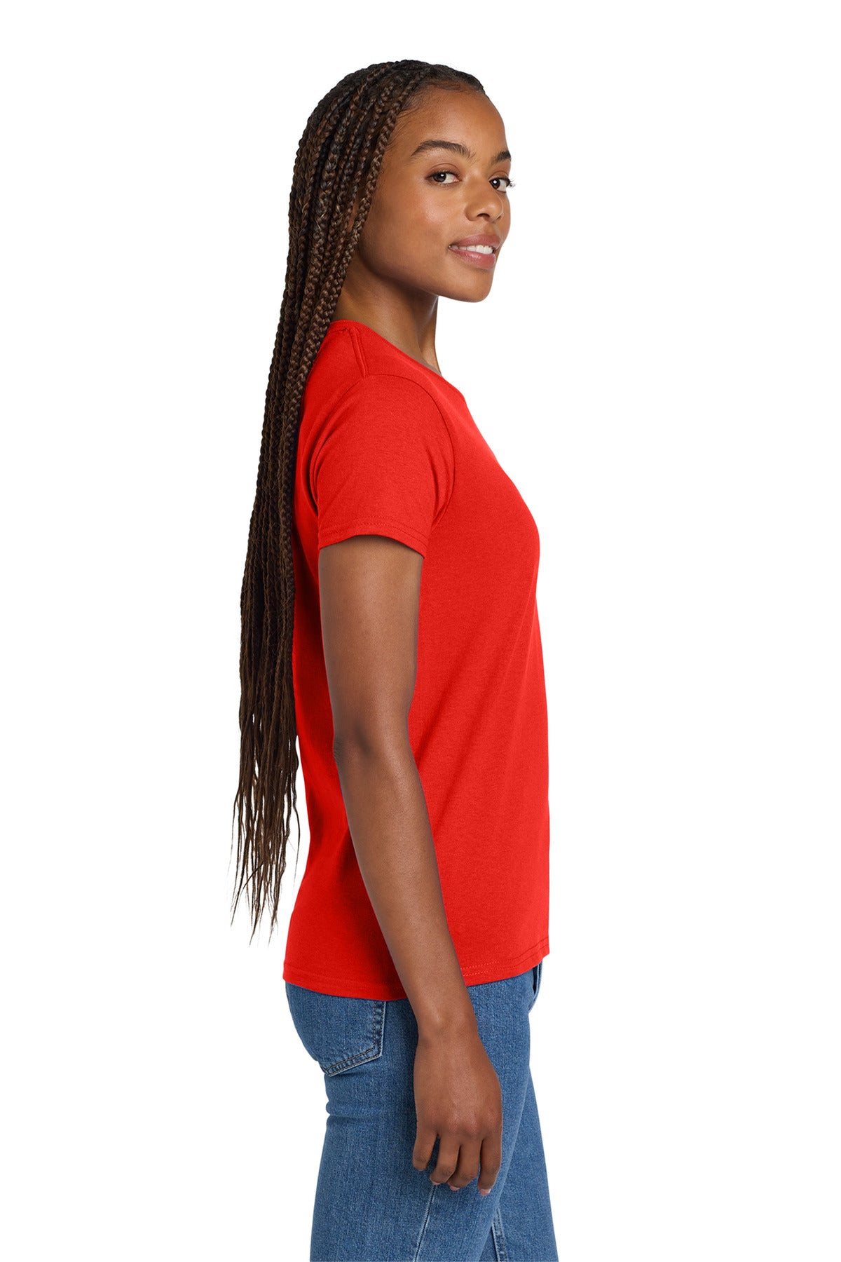 Gildan Women's Ultra Cotton 100% US Cotton T-Shirt. 2000L - Red - side