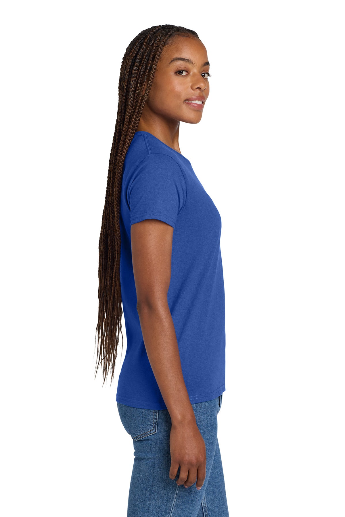Gildan Women's Ultra Cotton 100% US Cotton T-Shirt. 2000L - Royal - side