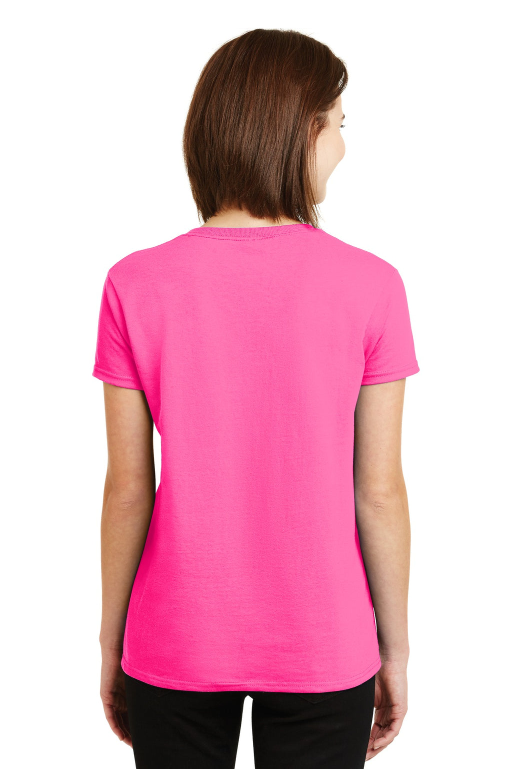Gildan Women's Ultra Cotton 100% US Cotton T-Shirt. 2000L - Safety Pink - back