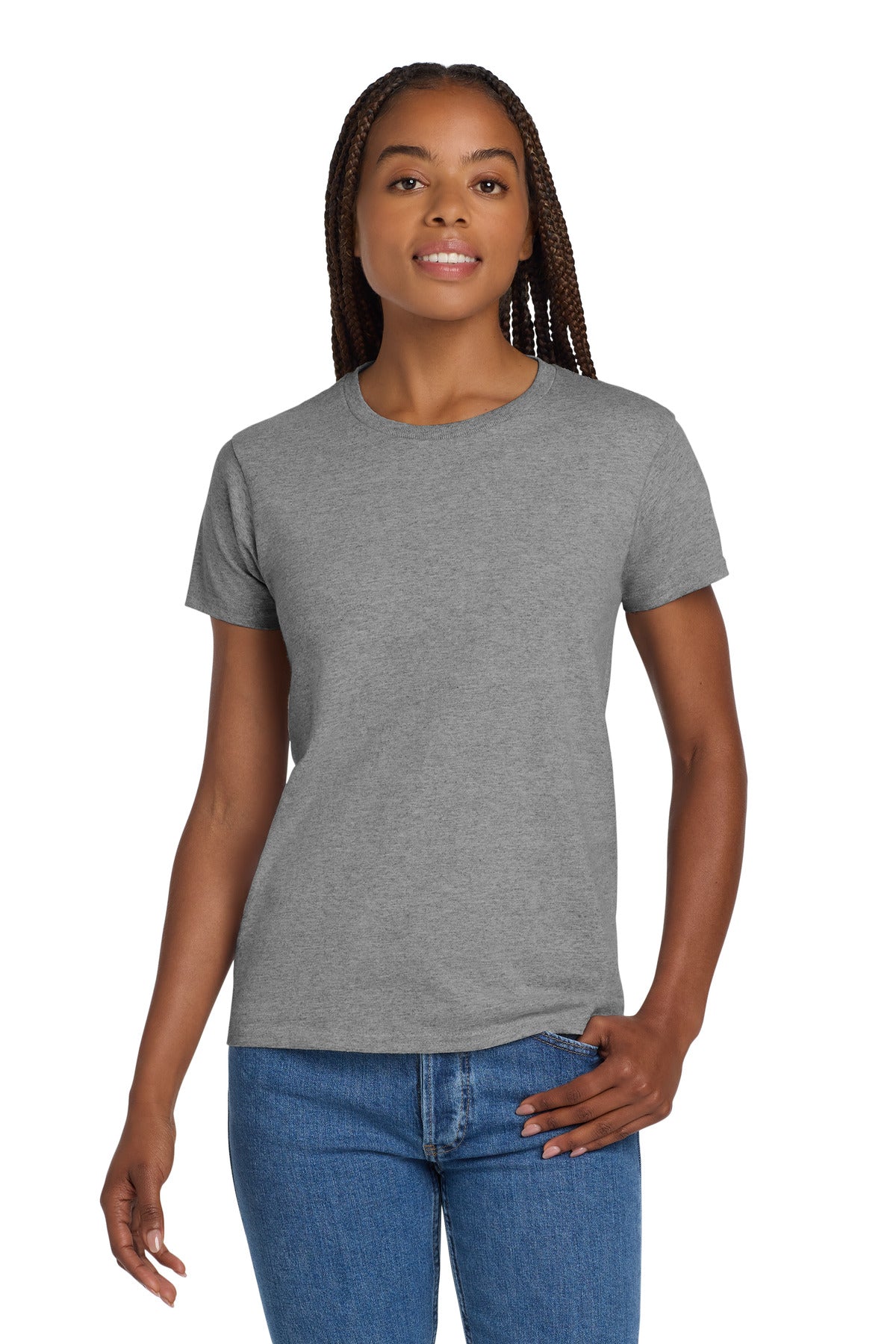 Gildan Women's Ultra Cotton 100% US Cotton T-Shirt. 2000L - Sport Grey - front