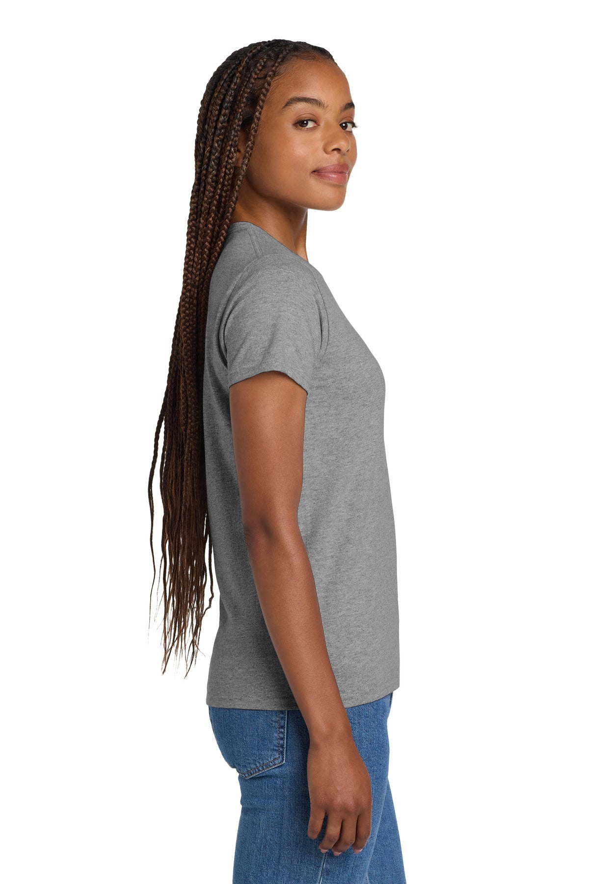 Gildan Women's Ultra Cotton 100% US Cotton T-Shirt. 2000L - Sport Grey - side
