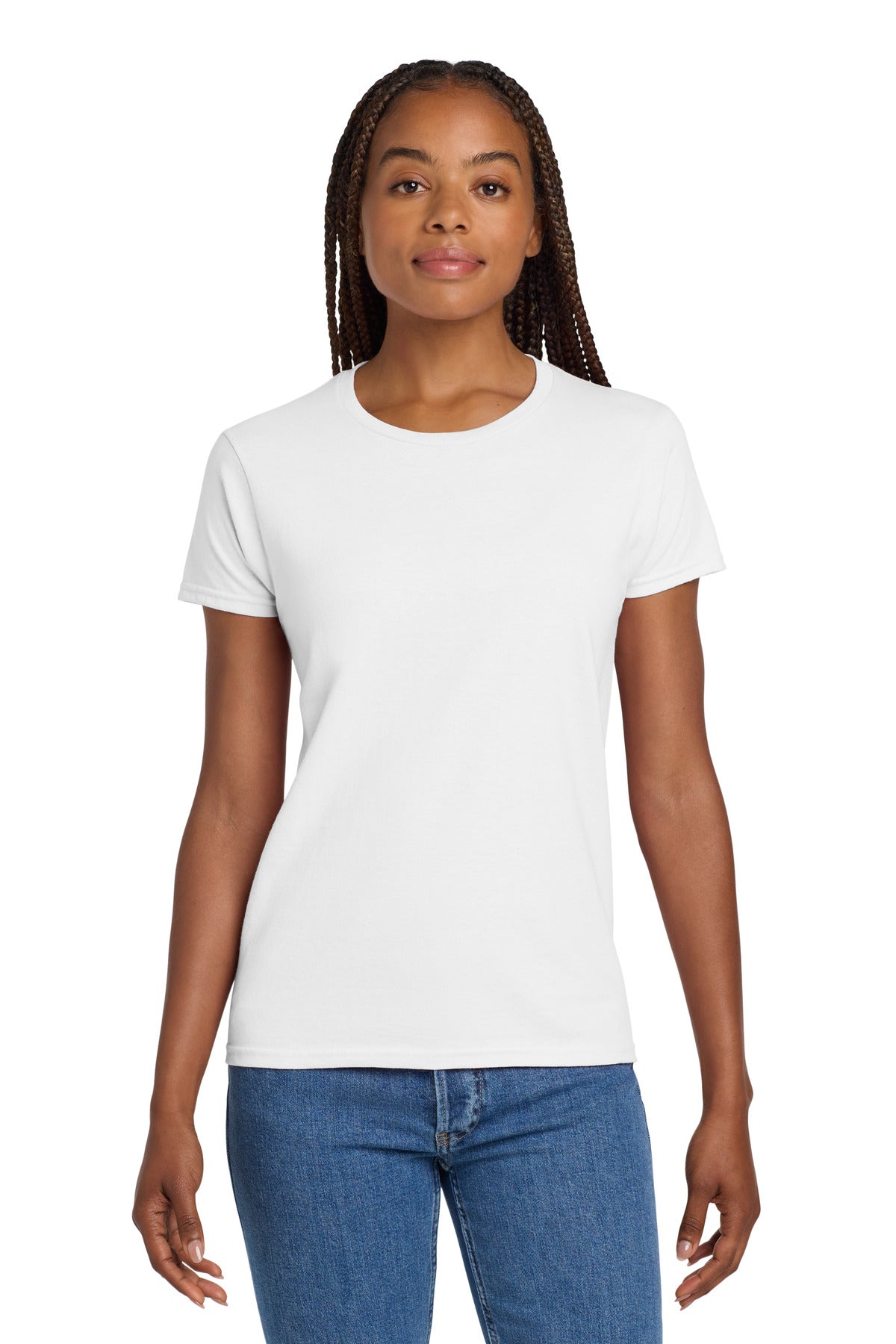 Gildan Women's Ultra Cotton 100% US Cotton T-Shirt. 2000L - White - front