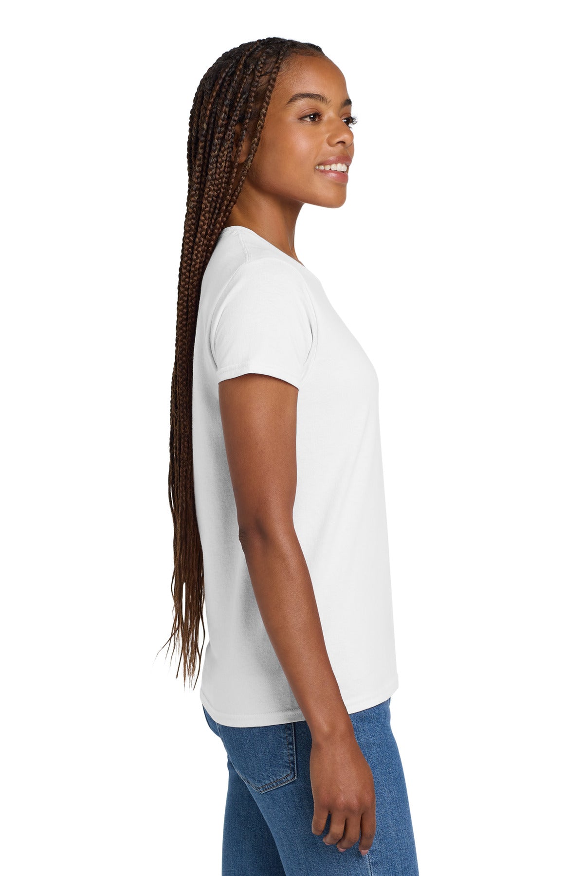 Gildan Women's Ultra Cotton 100% US Cotton T-Shirt. 2000L - White - side