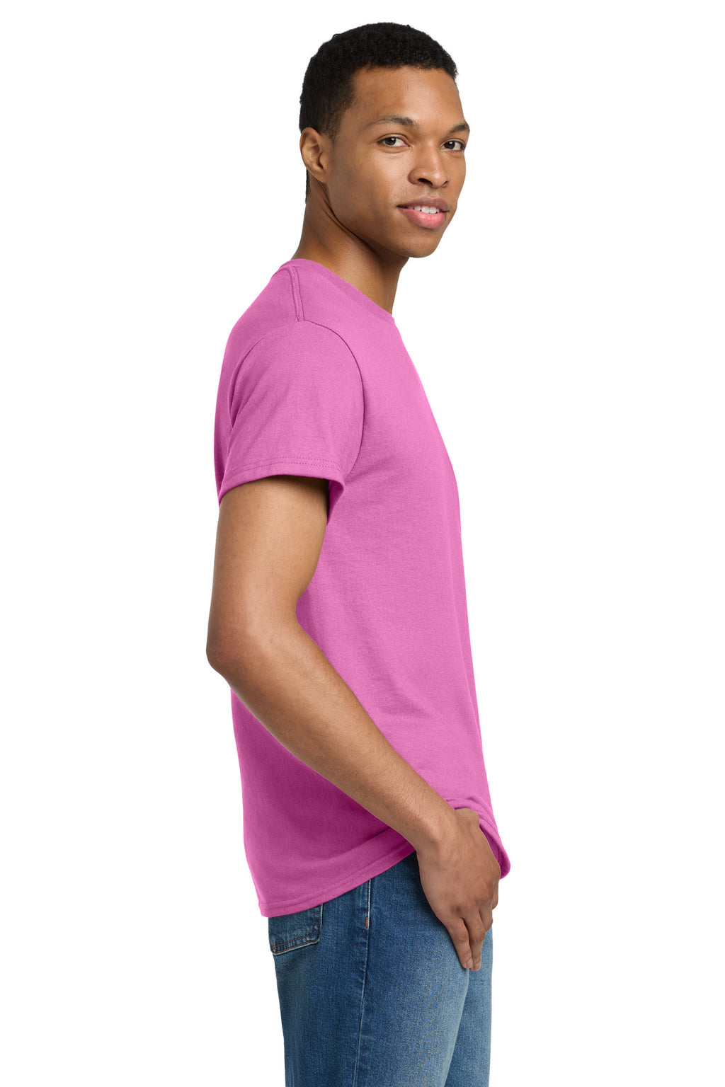 Gildan - Ultra Cotton 100% US Cotton T-Shirt. 2000 - Azalea - side