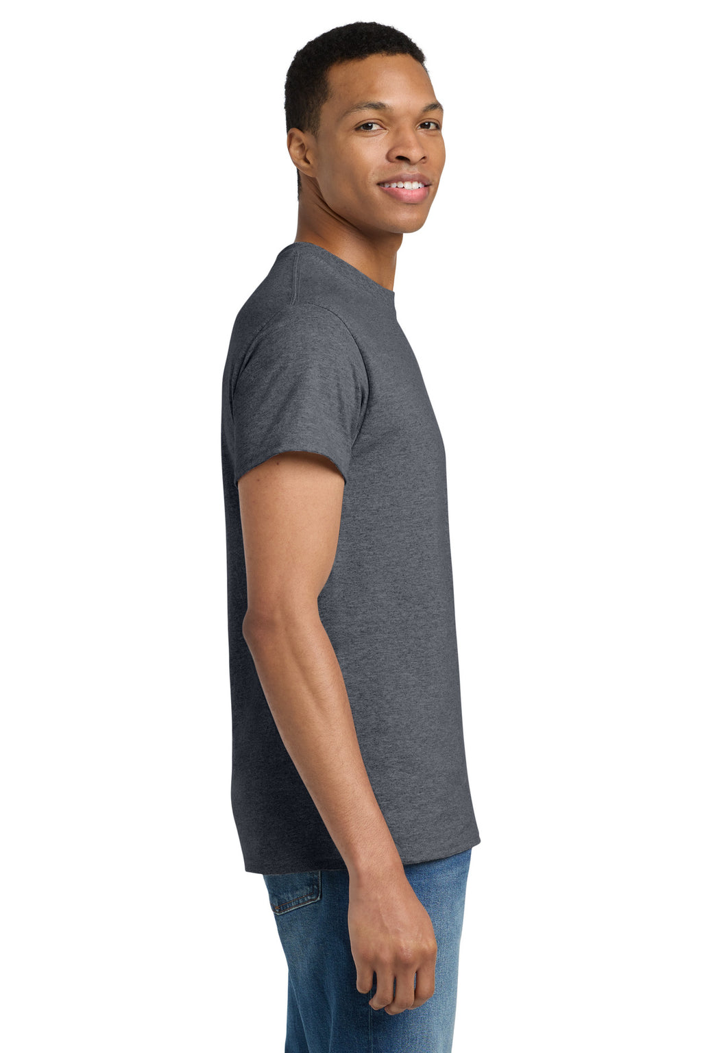 Gildan - Ultra Cotton 100% US Cotton T-Shirt. 2000 - Dark Heather - side