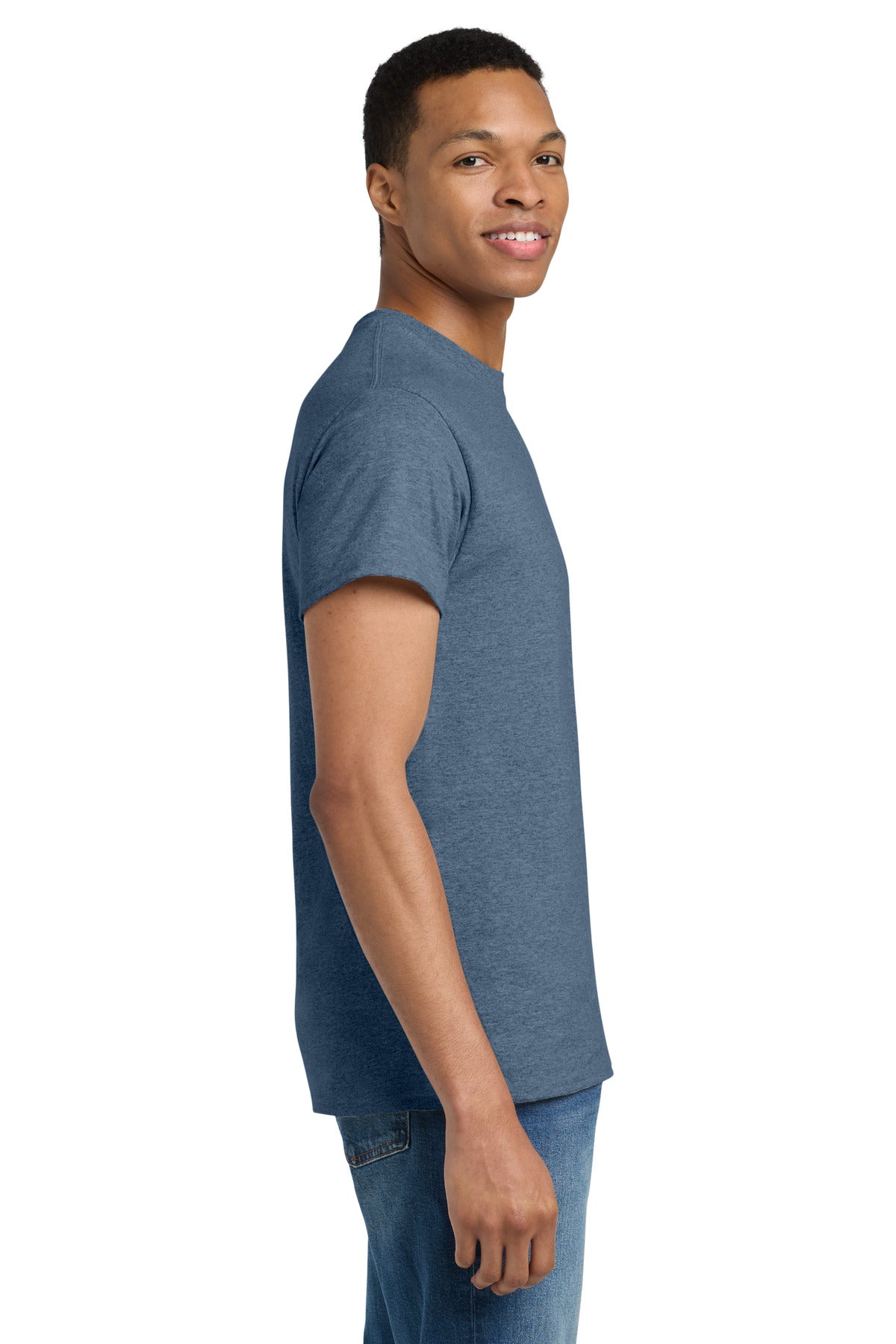 Gildan - Ultra Cotton 100% US Cotton T-Shirt. 2000 - Heathered Indigo - side