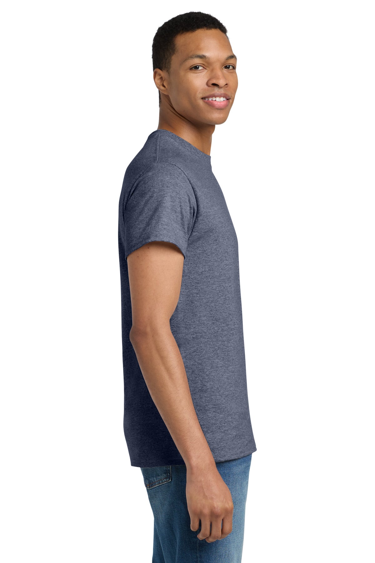 Gildan - Ultra Cotton 100% US Cotton T-Shirt. 2000 - Heathered Navy - side