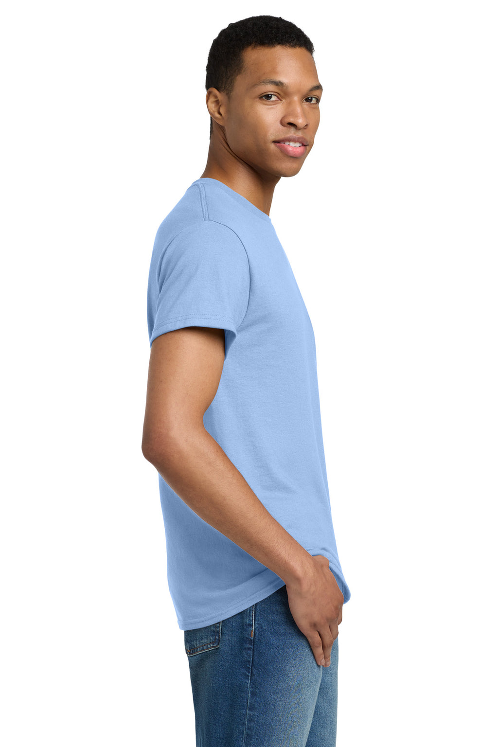 Gildan - Ultra Cotton 100% US Cotton T-Shirt. 2000 - Light Blue - side