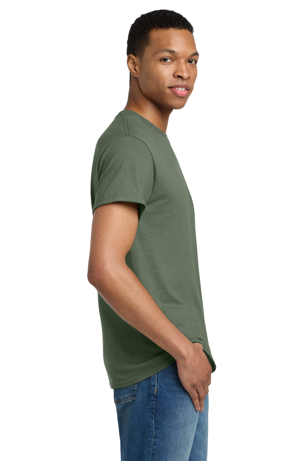 Gildan - Ultra Cotton 100% US Cotton T-Shirt. 2000 - Military Green - side