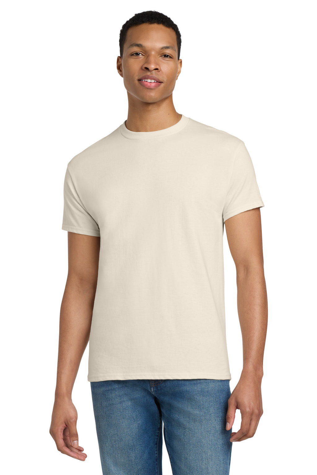 Gildan - Ultra Cotton 100% US Cotton T-Shirt. 2000 - Natural - front