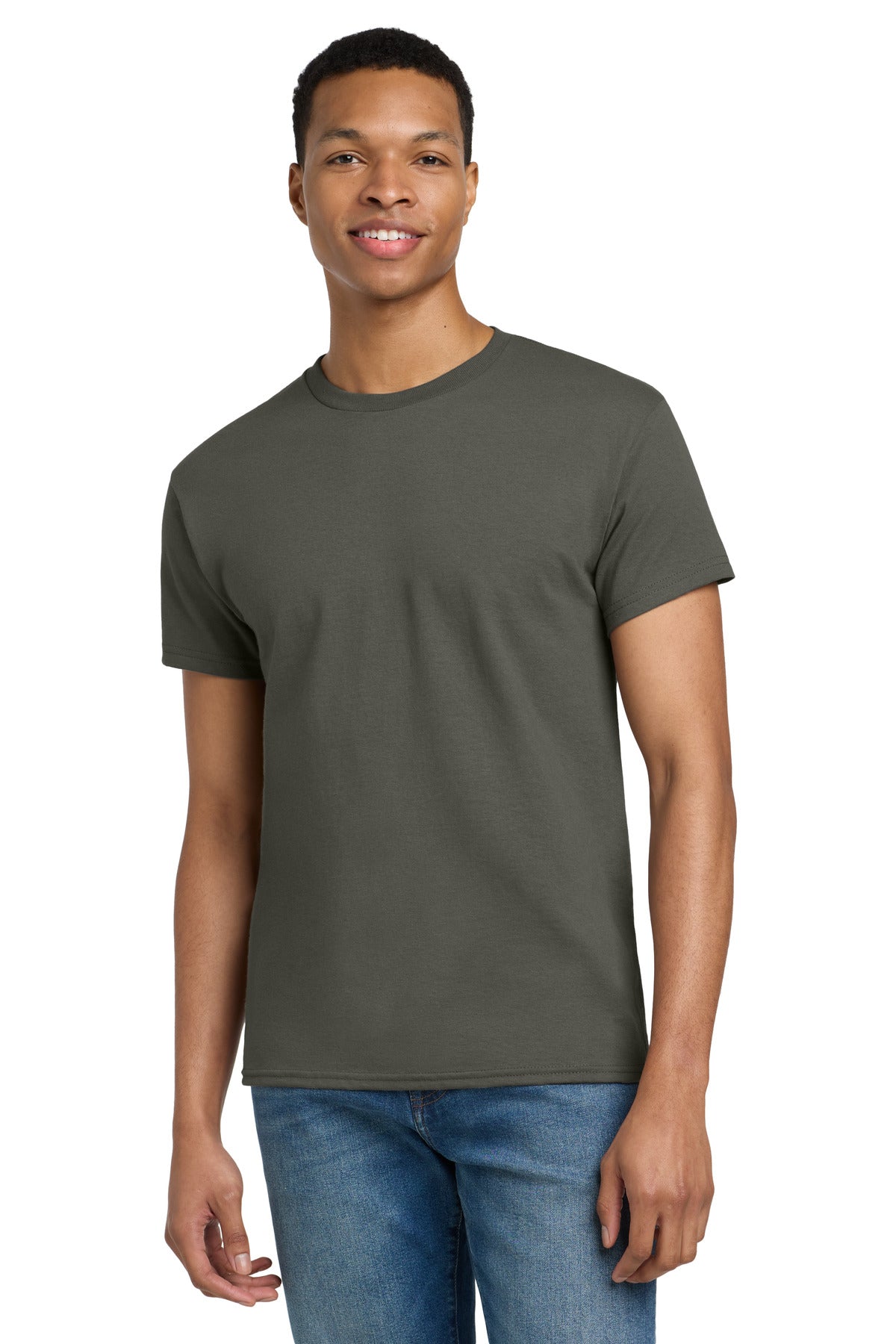 Gildan - Ultra Cotton 100% US Cotton T-Shirt. 2000 - Olive - front