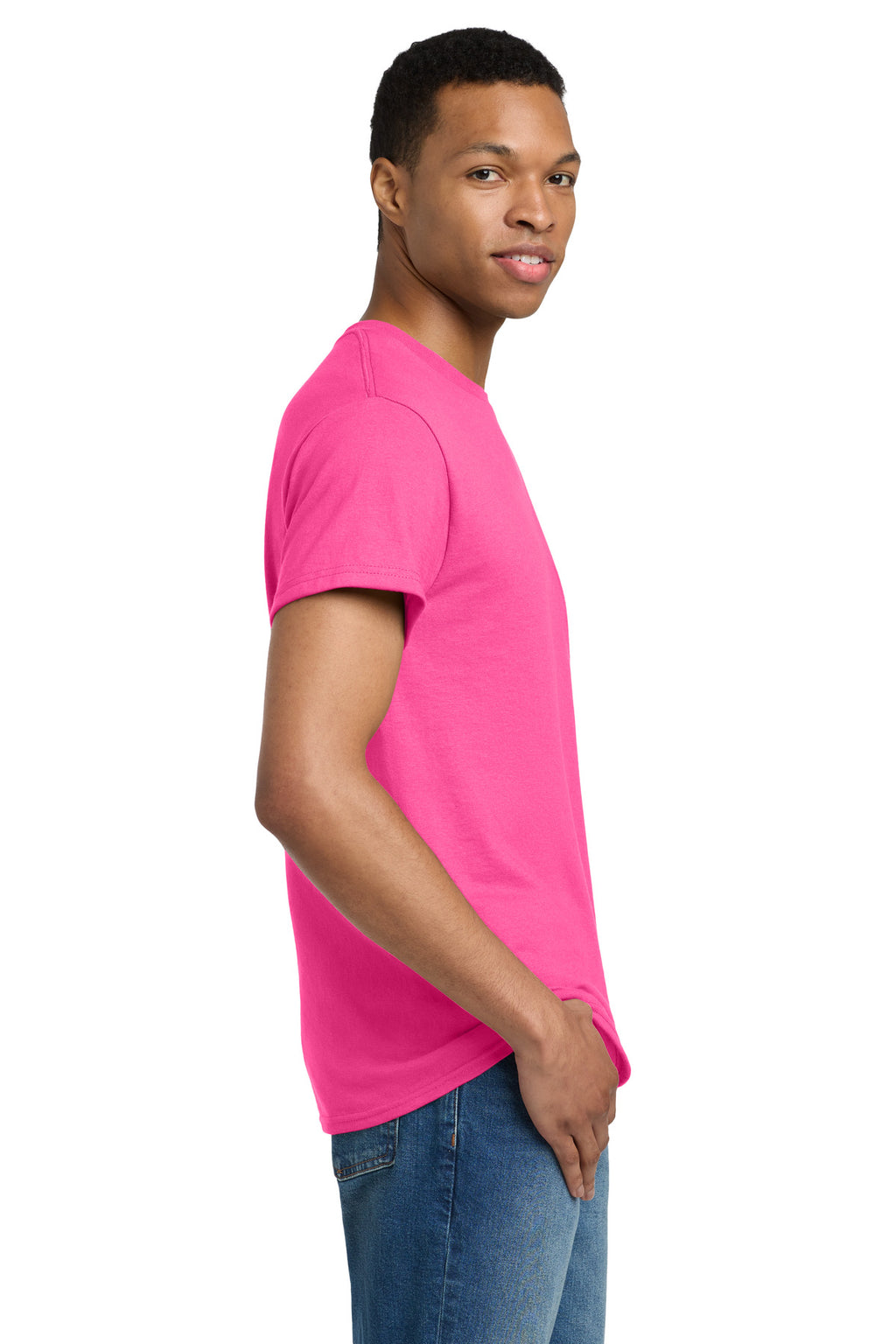 Gildan - Ultra Cotton 100% US Cotton T-Shirt. 2000 - Safety Pink - side