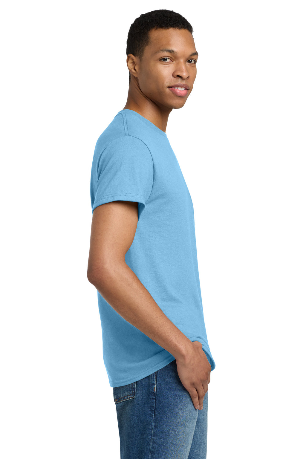 Gildan - Ultra Cotton 100% US Cotton T-Shirt. 2000 - Sky - side