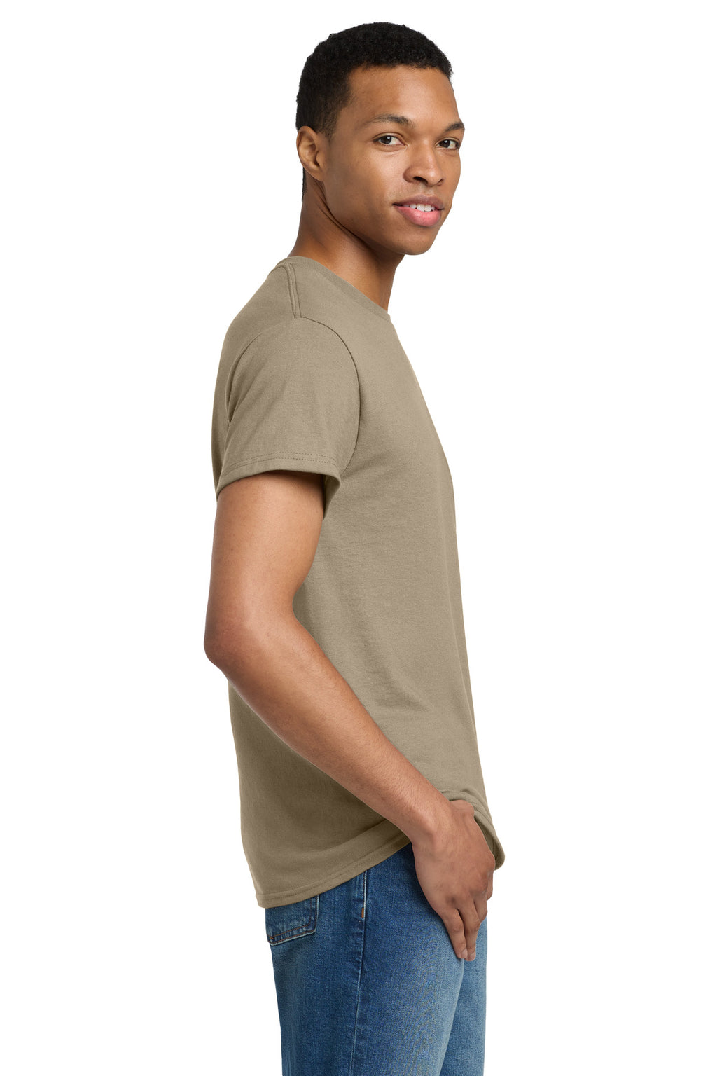 Gildan - Ultra Cotton 100% US Cotton T-Shirt. 2000 - Tan - side