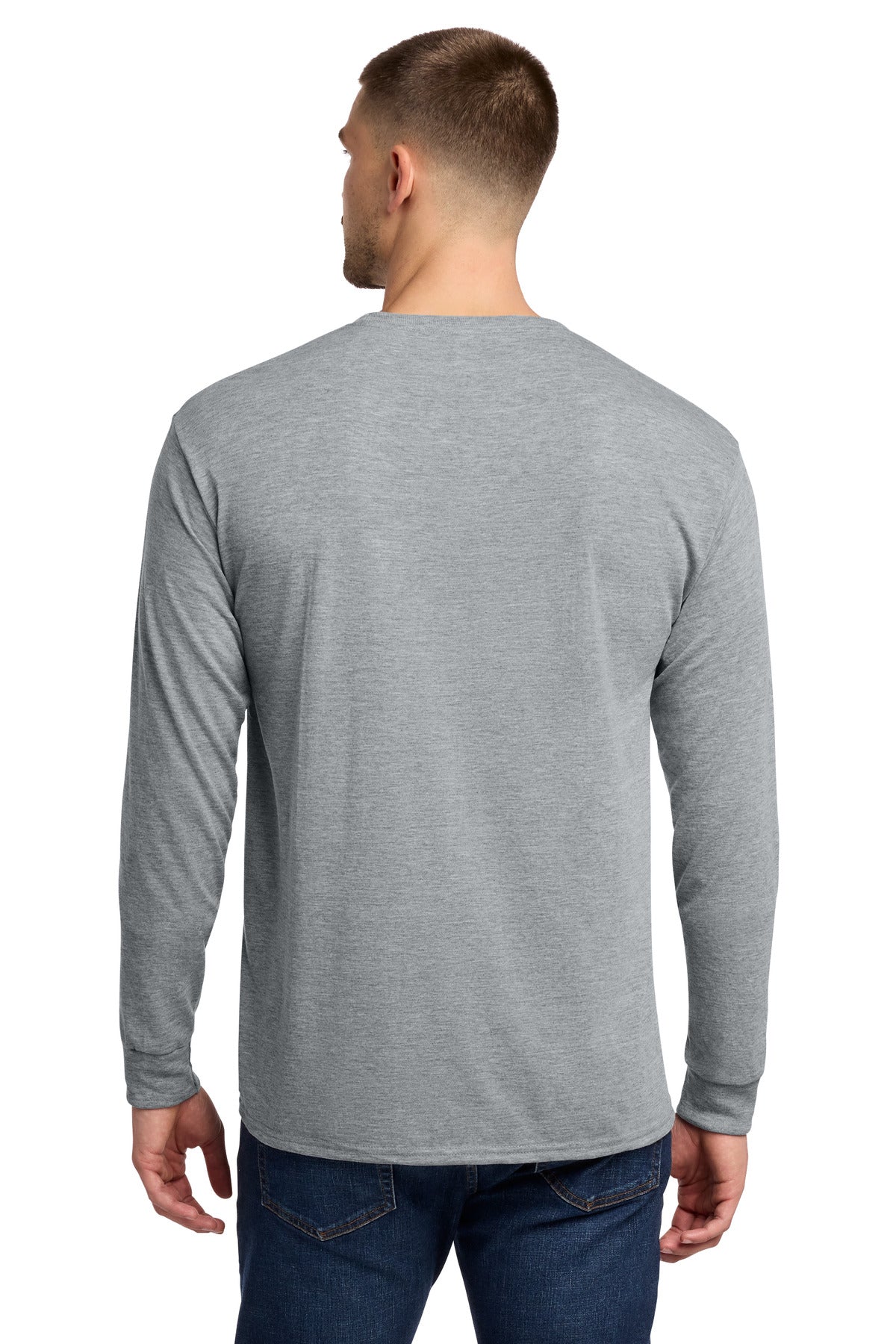 Jerzees Dri-Power 100% Polyester Long Sleeve T-Shirt 21LS - Athletic Heather - back