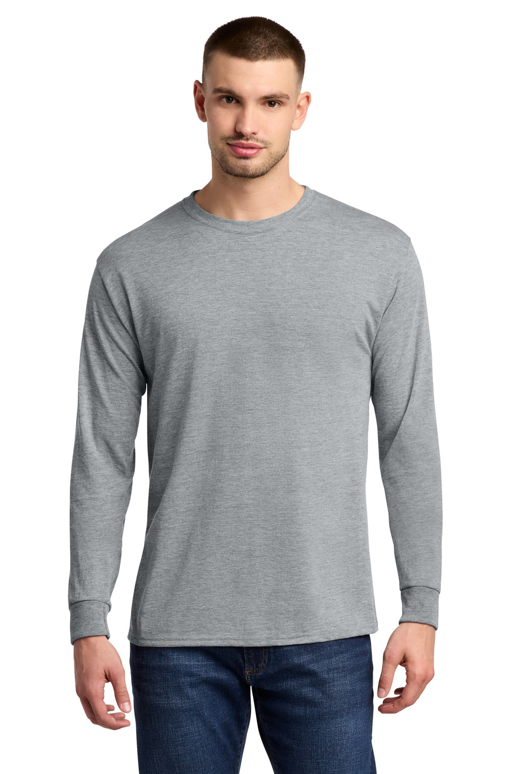 Jerzees Dri-Power 100% Polyester Long Sleeve T-Shirt 21LS - Athletic Heather - front