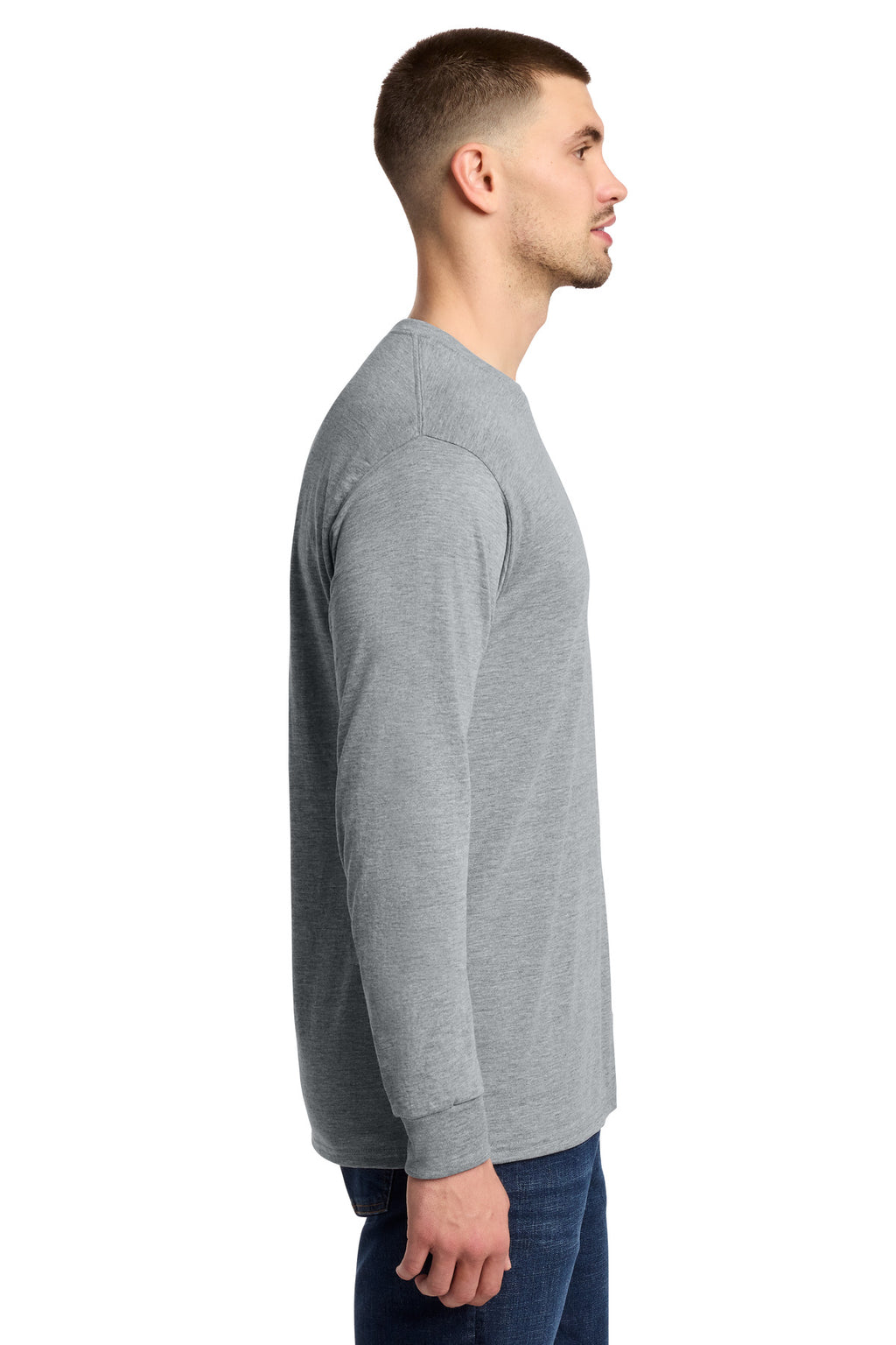 Jerzees Dri-Power 100% Polyester Long Sleeve T-Shirt 21LS - Athletic Heather - side