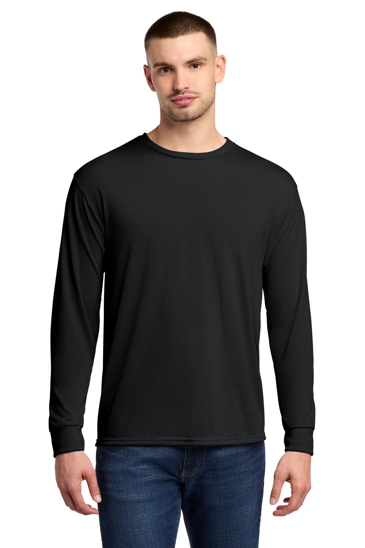 Jerzees Dri-Power 100% Polyester Long Sleeve T-Shirt 21LS - Black - front